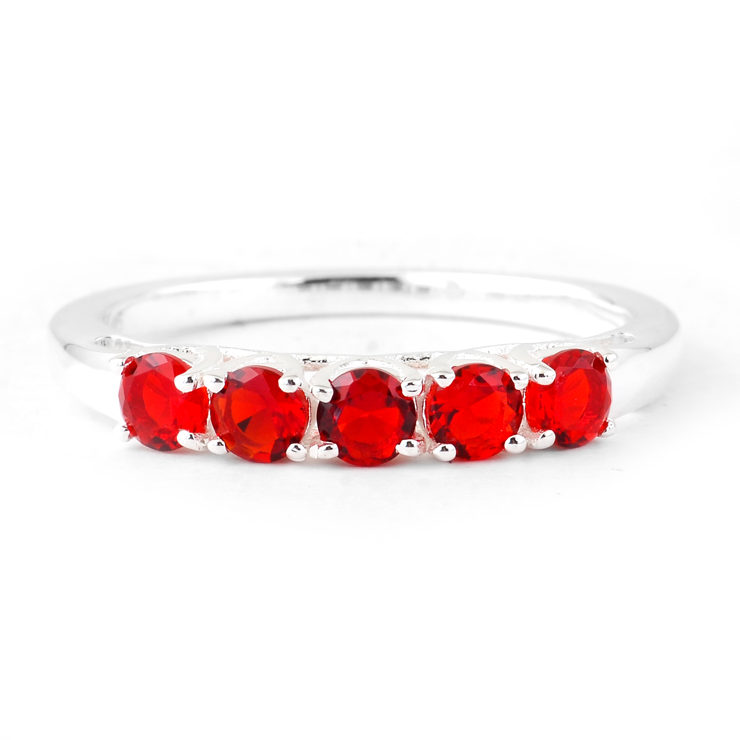 NO RESERVE 0.66 Ct Round Created Ruby 925 Sterling Silver Ring