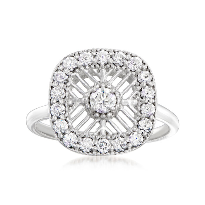 NO RESERVE 0.70 ct. Moissanite Round Sterling Silver Women Ring Size 7