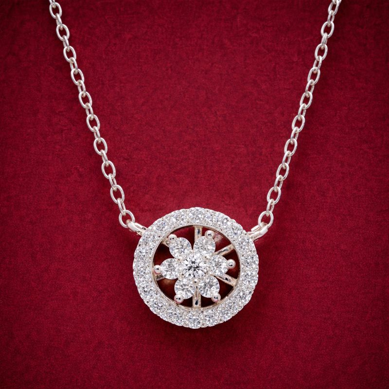 NO RESERVE 0.71 Ct Round Cubic Zirconia 925 Sterling Silver Pendant
