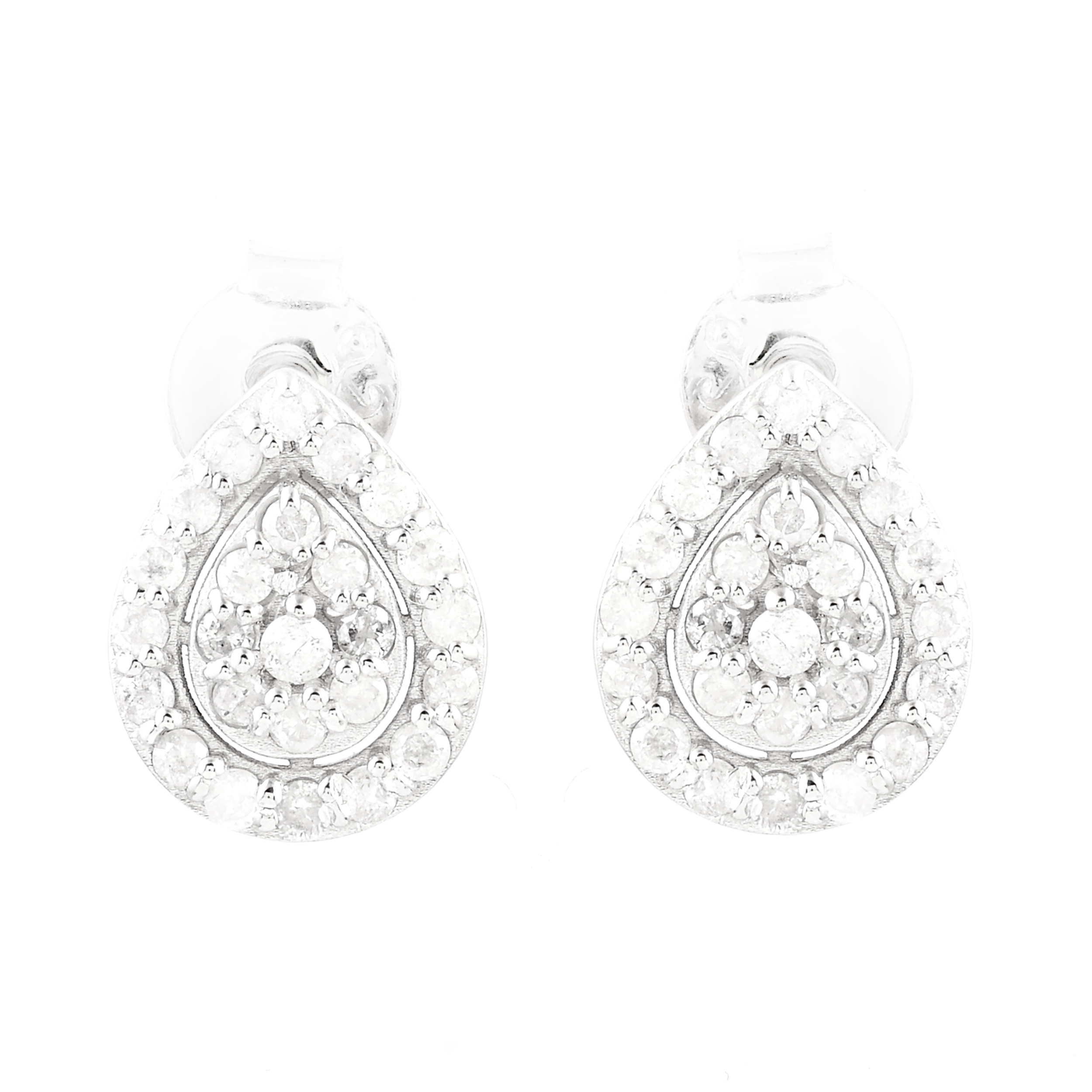 NO RESERVE 0.71 Ct Round Diamond 925 Silver Earrings