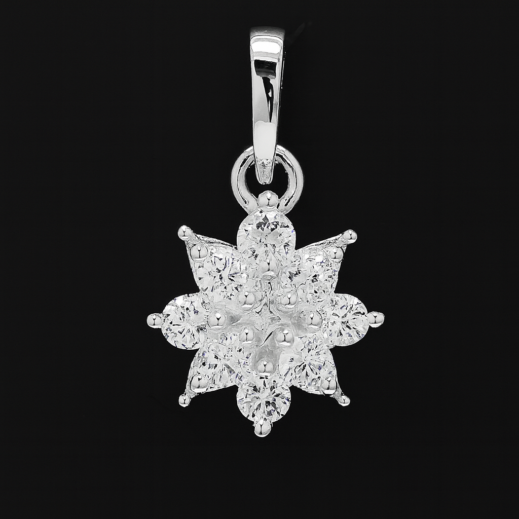 NO RESERVE 0.74 Ct Round Cubic Zirconia 925 Sterling Silver Pendant