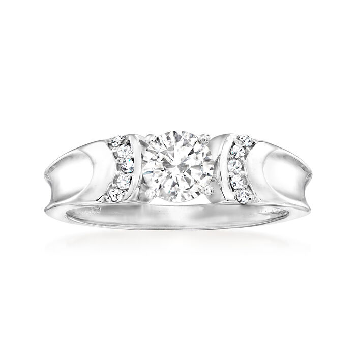 NO RESERVE 0.88 ct. t.w. Moissanite Ring in Sterling Silver. Size 6