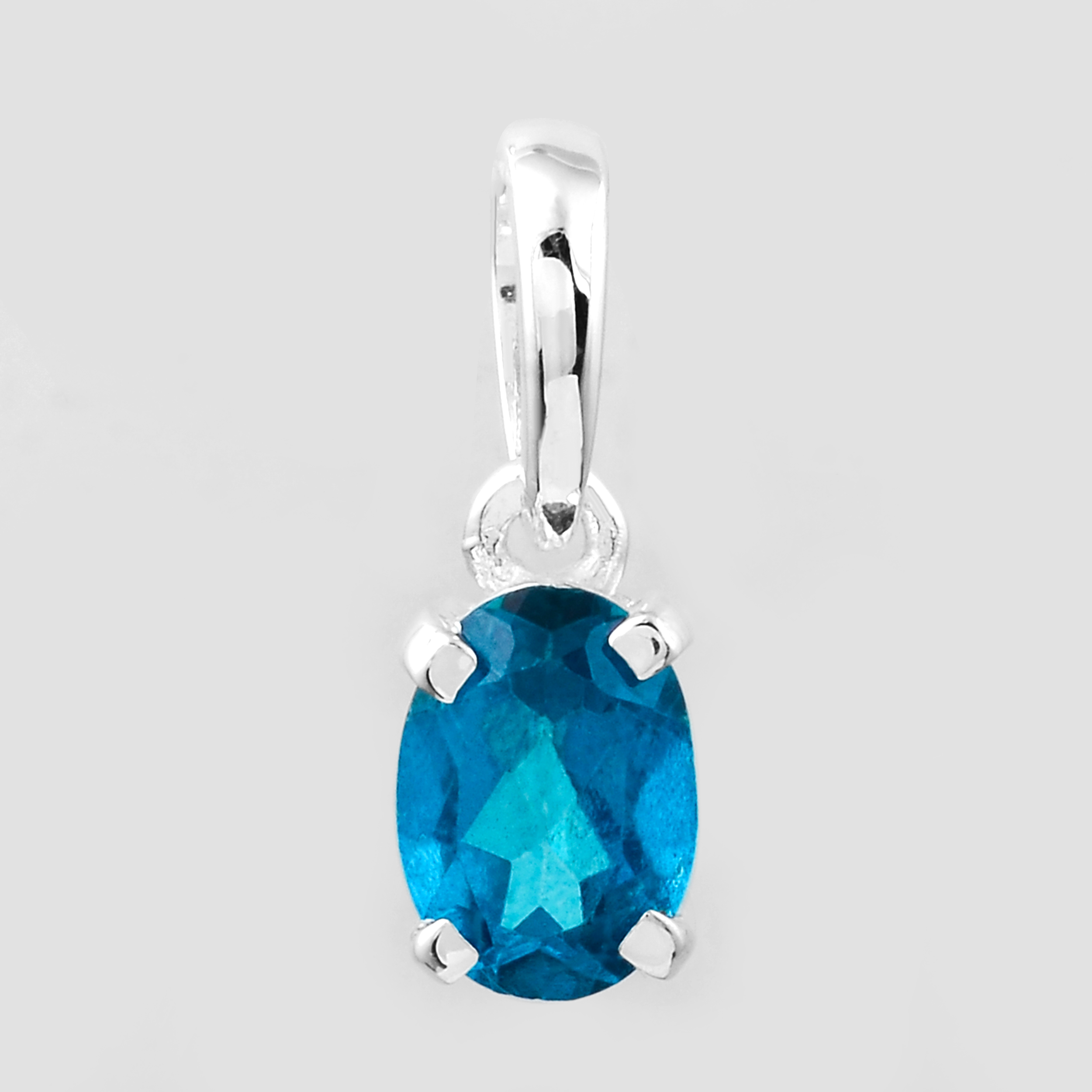 NO RESERVE 0.90 Ct Oval Pariba Topaz, 925 Sterling Silver Pendant