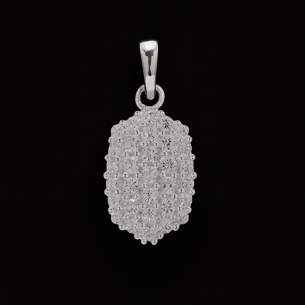 NO RESERVE 0.95 Ct Round Cubic Zirconia 925 Sterling Silver Pendant