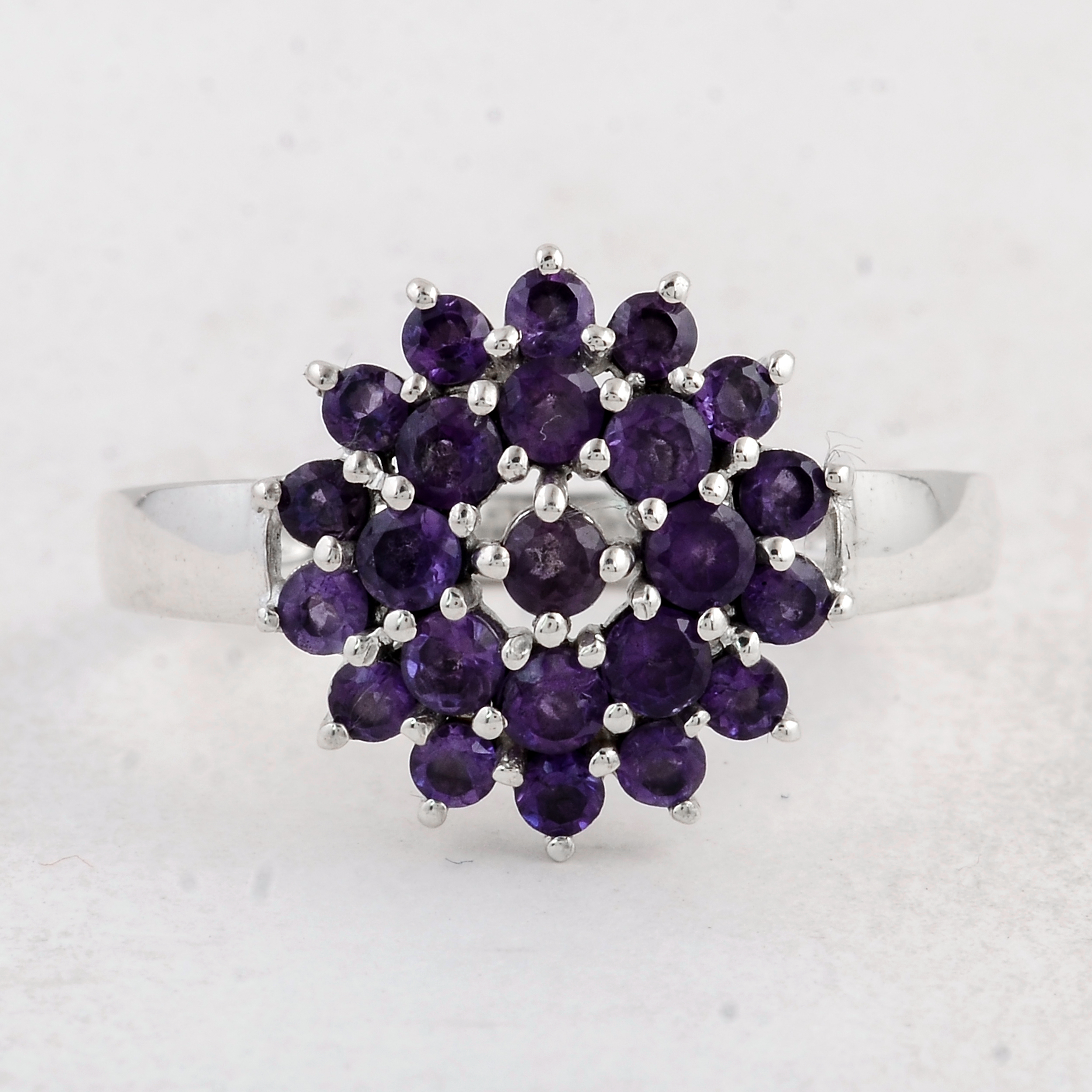 NO RESERVE 0.97 Ct Round Amethyst 925 Sterling Silver Ring