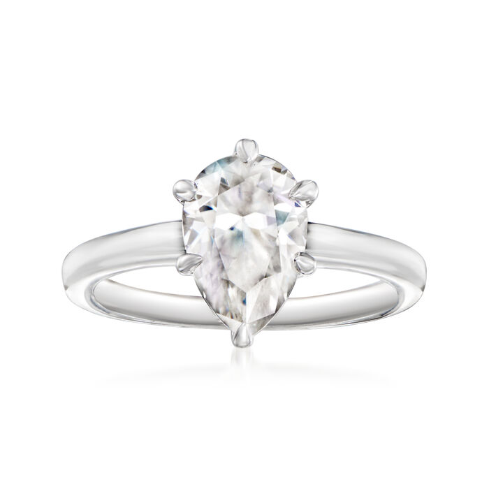 NO RESERVE 1 ct. Moissanite Pear Sterling Silver Women Ring Size 8