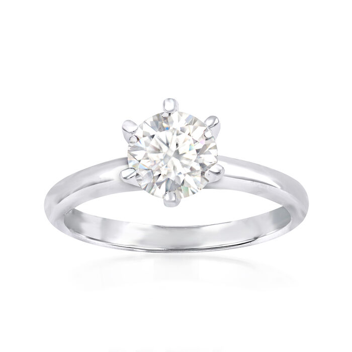 NO RESERVE 1.00 Carat Moissanite Ring in Sterling Silver. Size 6