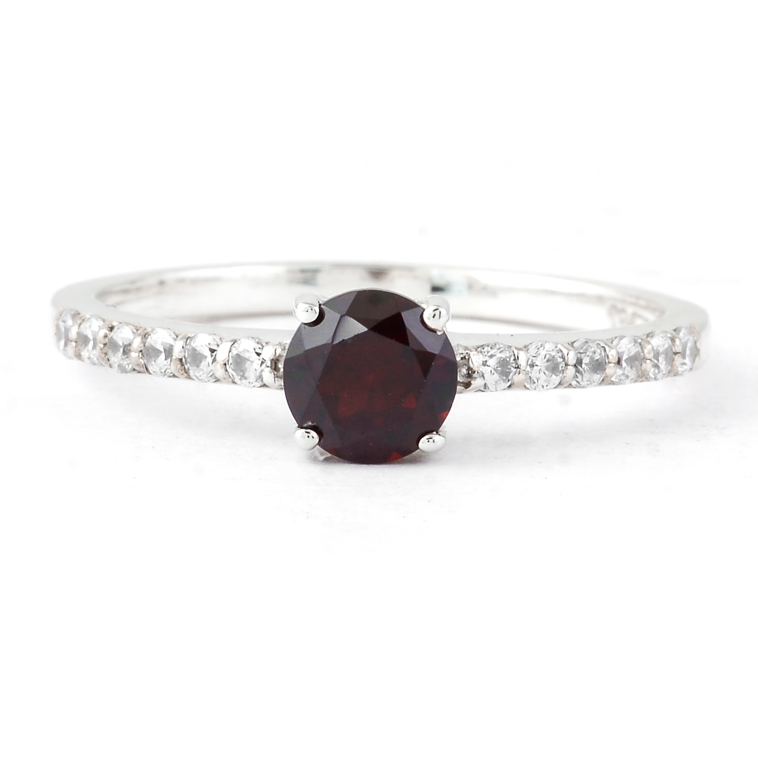 NO RESERVE 1.00 Ct Round Garnet, Cubic Zirconia, 925 Sterling Silver Ring