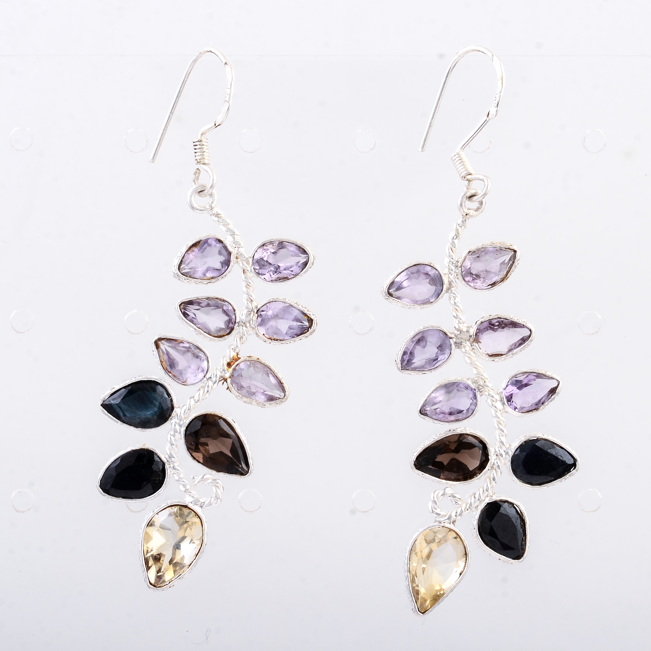NO RESERVE 10.18 Ct Citrine, Sapphire 925 Sterling Silver Earrings