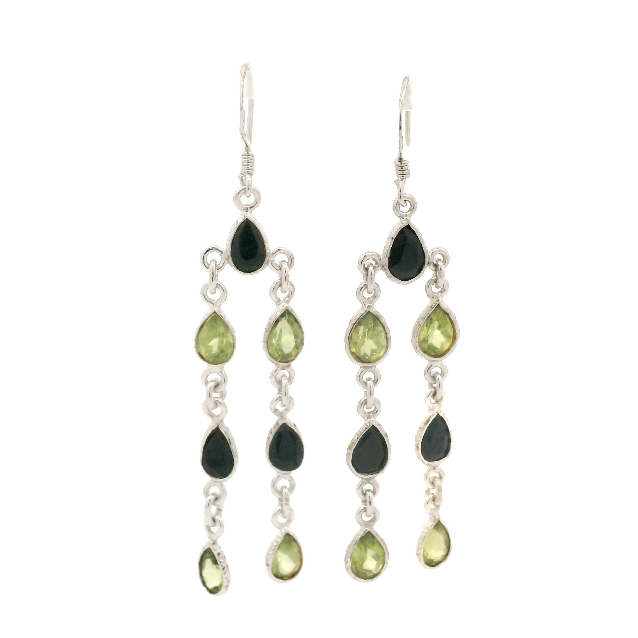 NO RESERVE 10.35 Ct Peridot, Sapphire 925 Sterling Silver Earrings