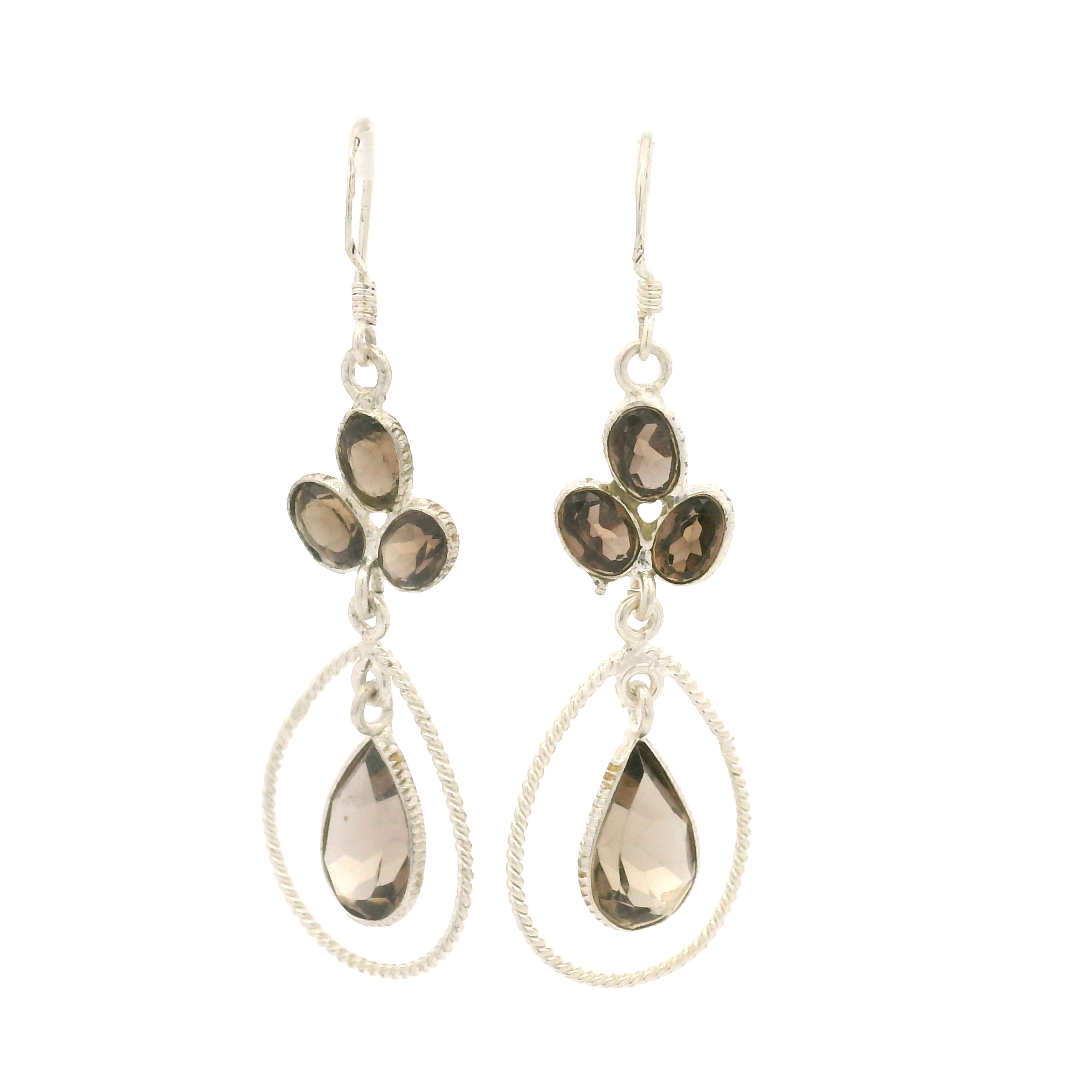 NO RESERVE 10.45 Ct Smoky Quartz 925 Sterling Silver Earrings