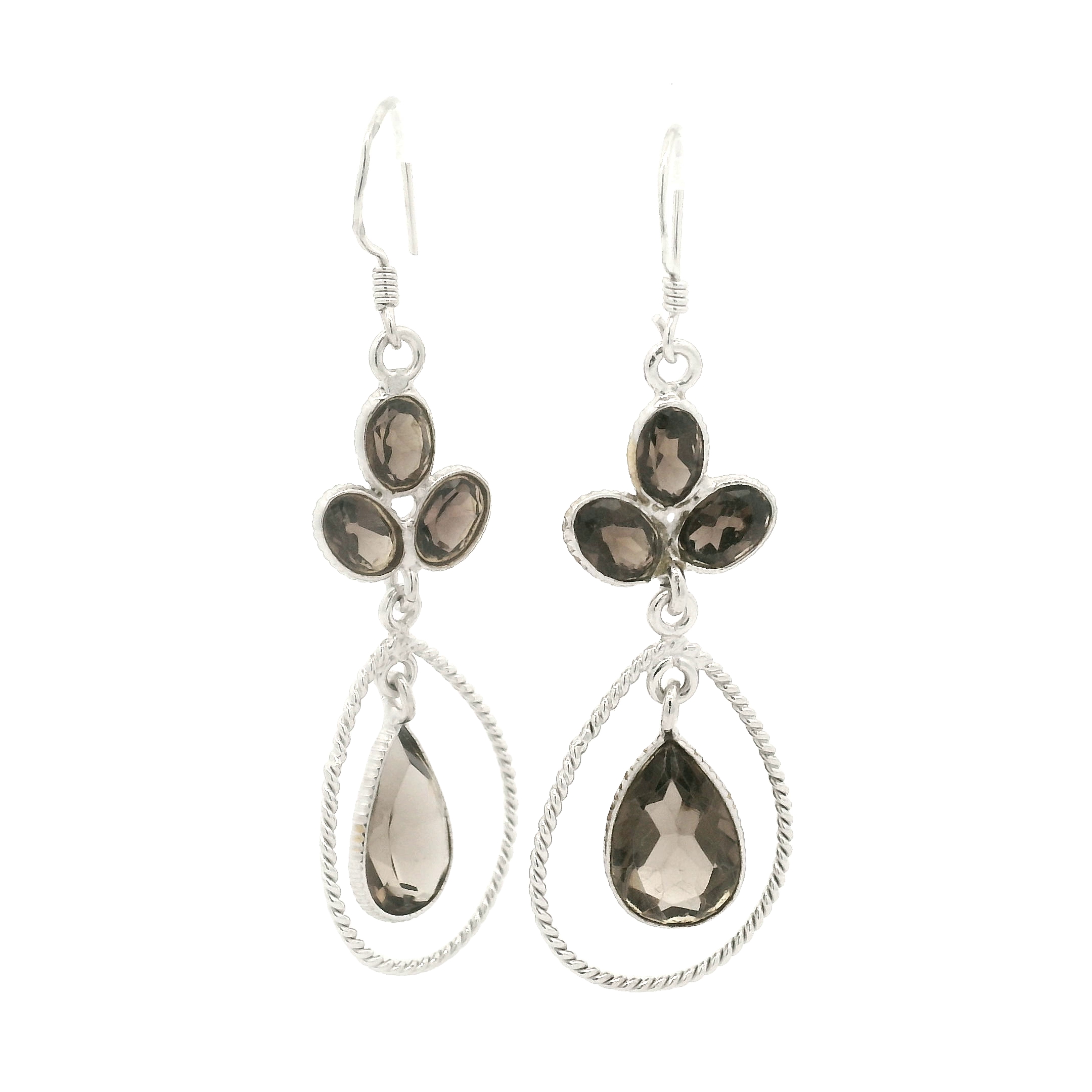 NO RESERVE 10.45 Ct Smoky Quartz 925 Sterling Silver Earrings