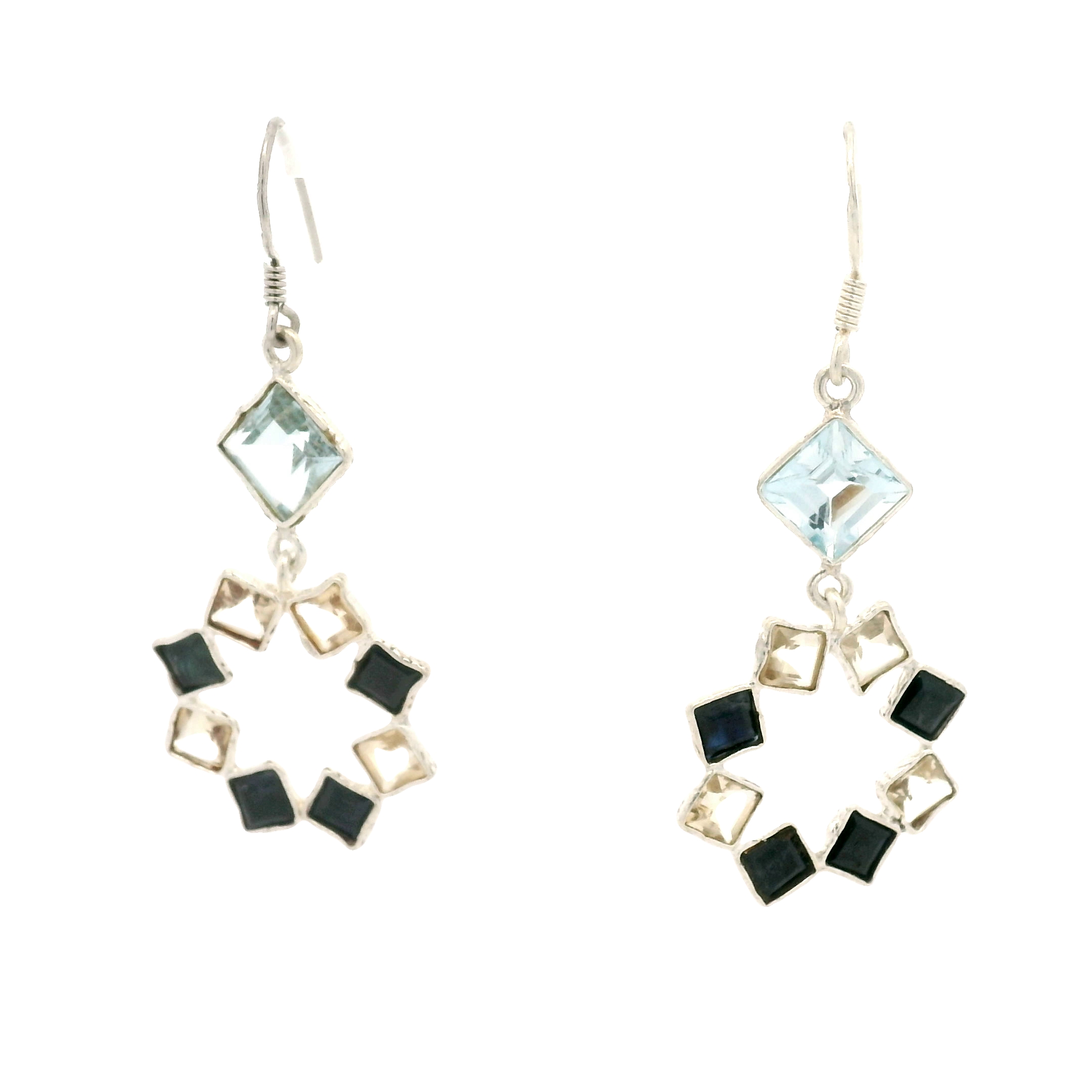 NO RESERVE 11.03 Ct Citrine, Sapphire 925 Sterling Silver Earrings