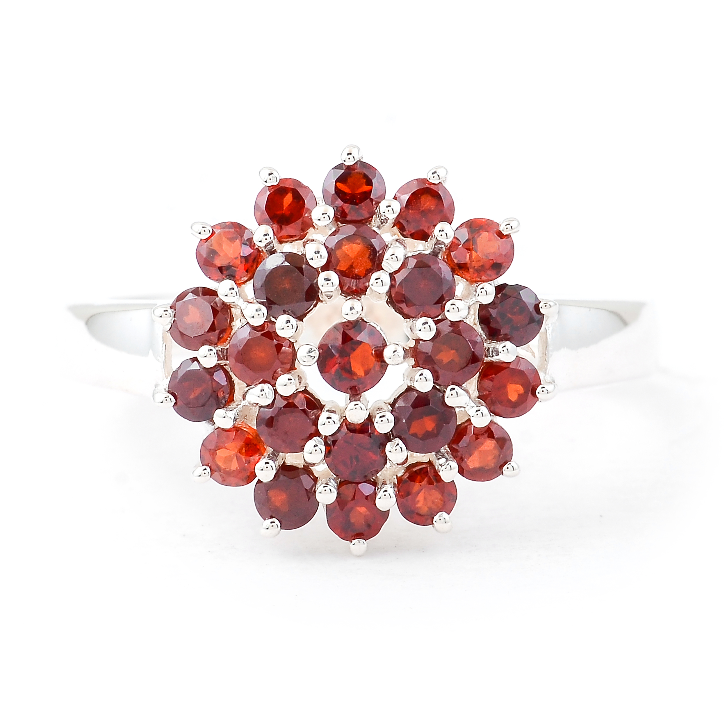 NO RESERVE 1.13 Ct Round Garnet 925 Sterling Silver Ring