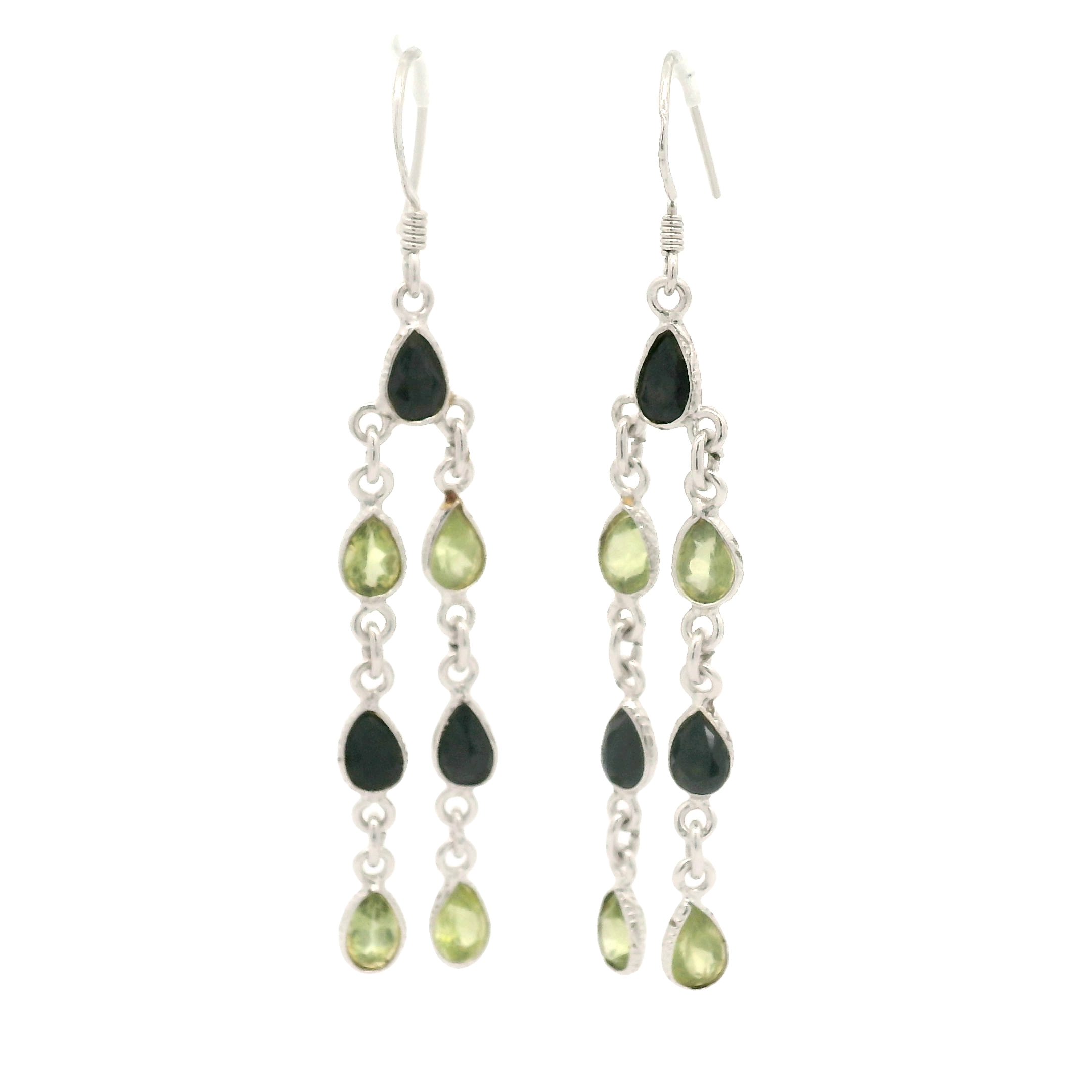 NO RESERVE 11.40 Ct Peridot, Sapphire 925 Sterling Silver Earrings