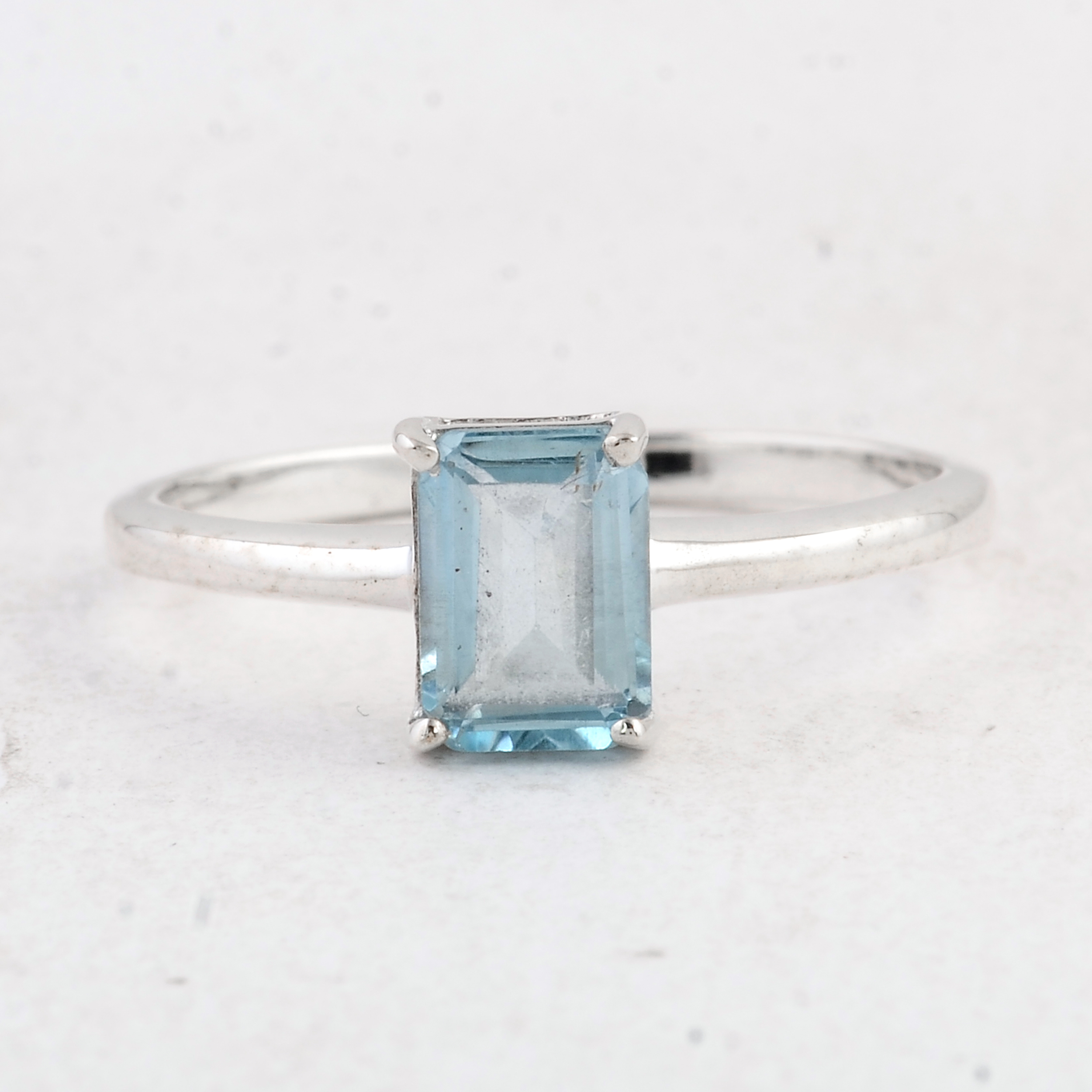 NO RESERVE 1.15 Ct Octagon Swiss Blue Topaz 925 Sterling Silver Ring