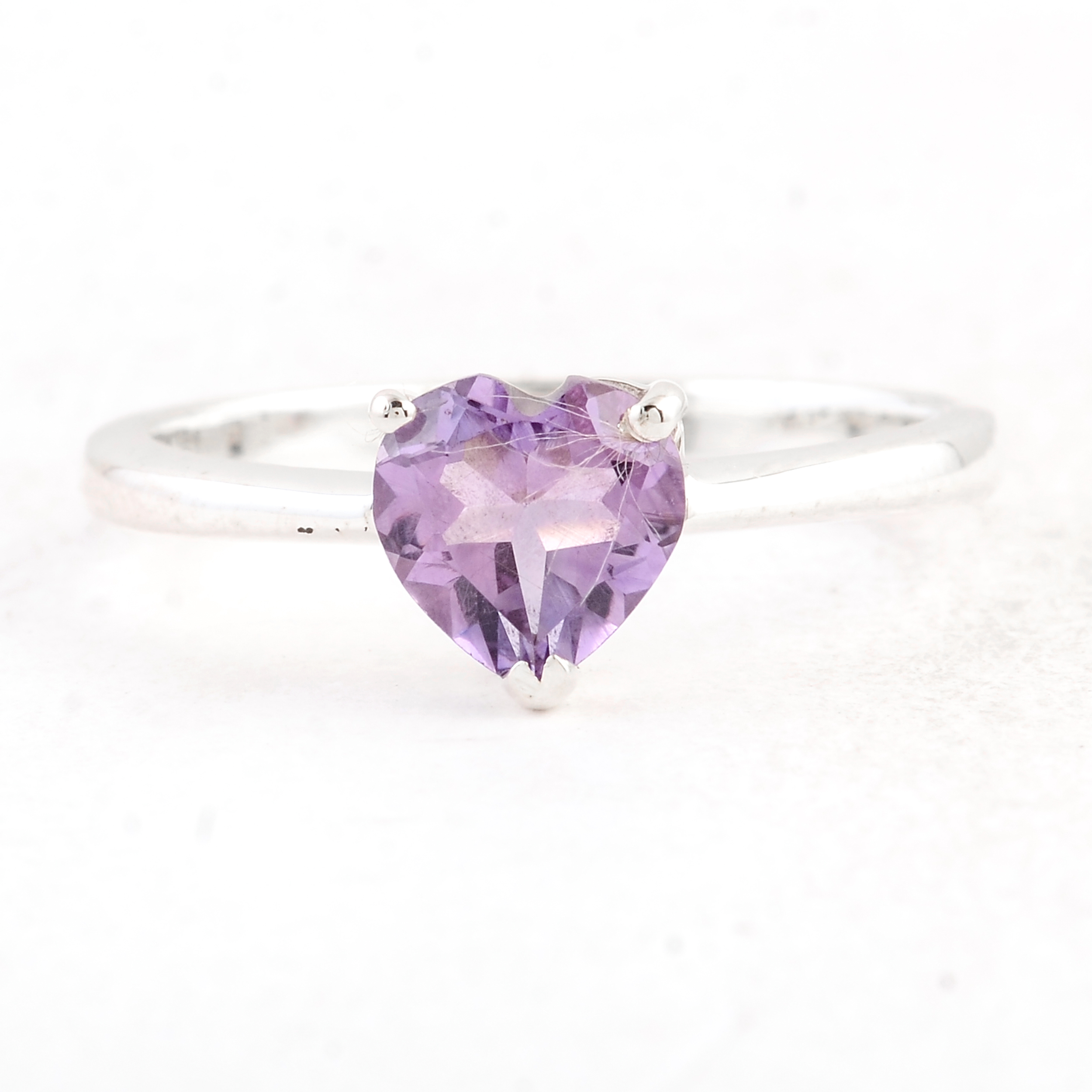 NO RESERVE 1.17 Ct Heart Amethyst 925 Sterling Silver Ring