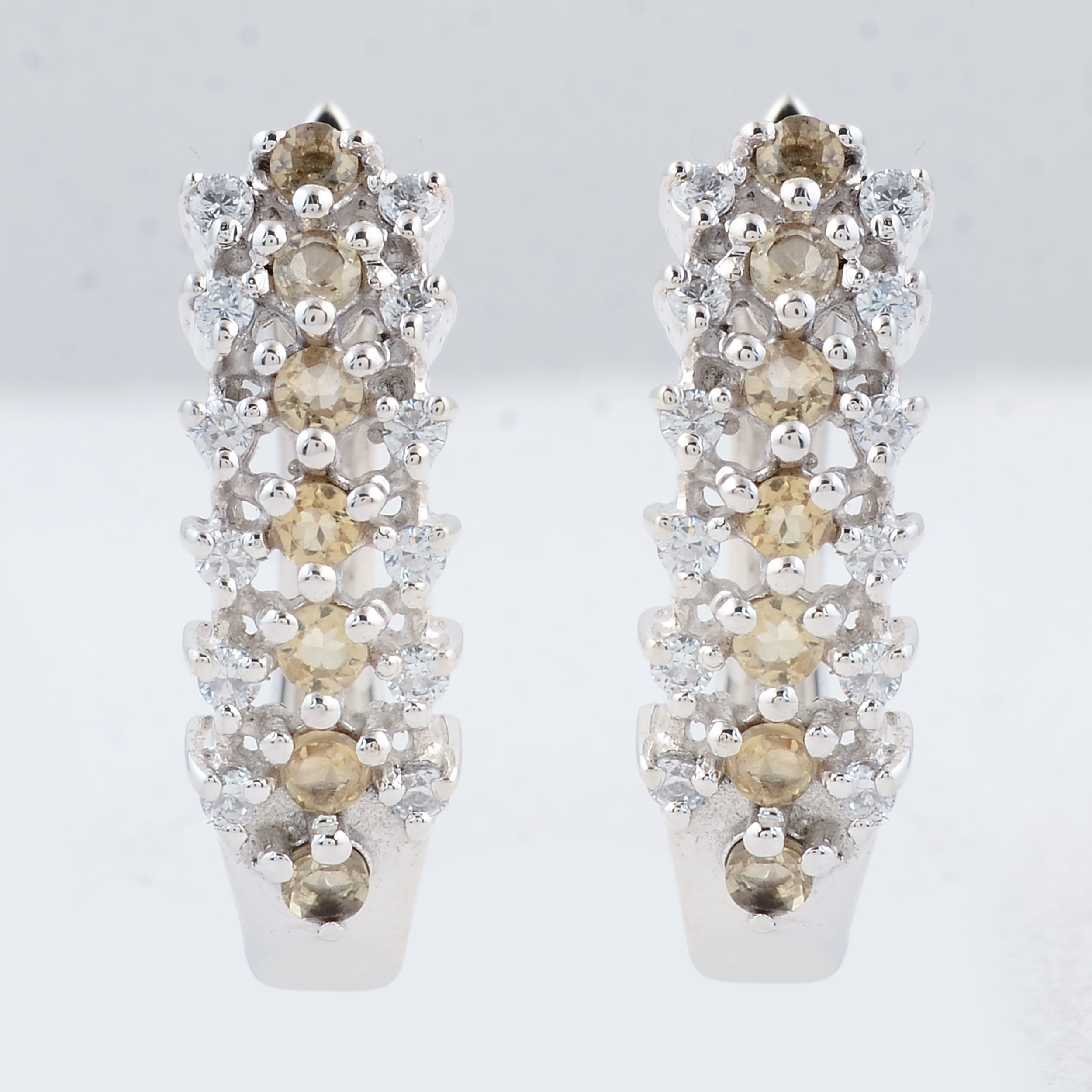 NO RESERVE 1.17 Ct Round Citrine 925 Sterling Silver Earrings