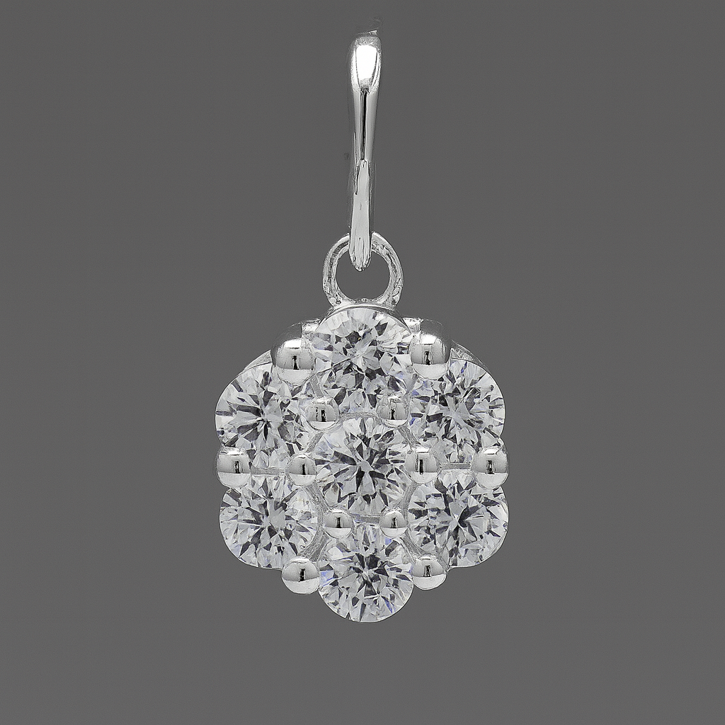 NO RESERVE 1.20 Ct Round Cubic Zirconia 925 Sterling Silver Pendant