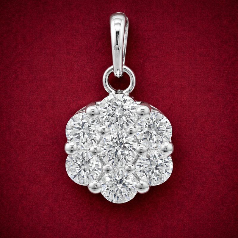 NO RESERVE 1.20 Ct Round Cubic Zirconia 925 Sterling Silver Pendant