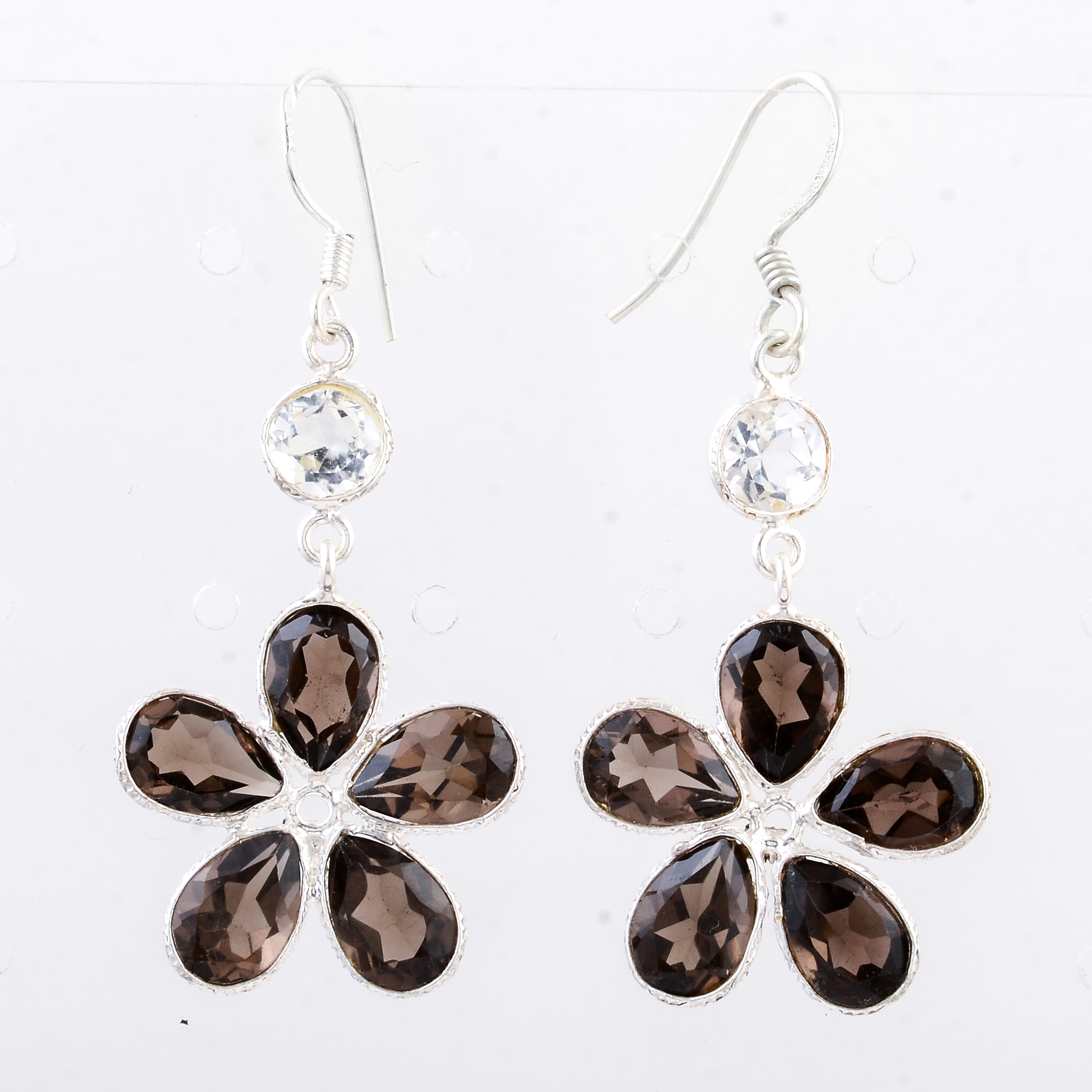 NO RESERVE 12.05 Ct Smoky Quartz 925 Sterling Silver Earrings