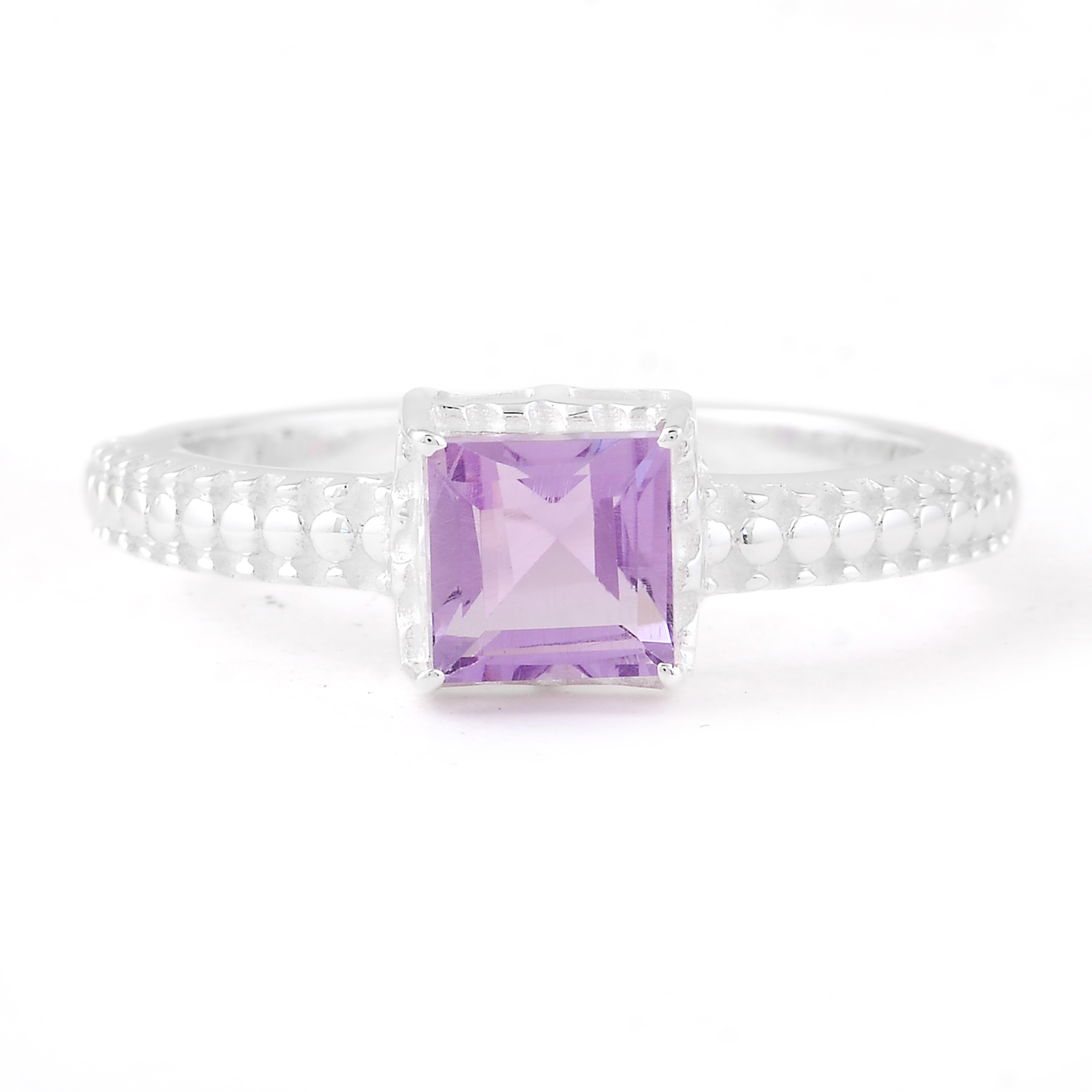 NO RESERVE 1.21 Ct Square Amethyst 925 Sterling Silver Ring