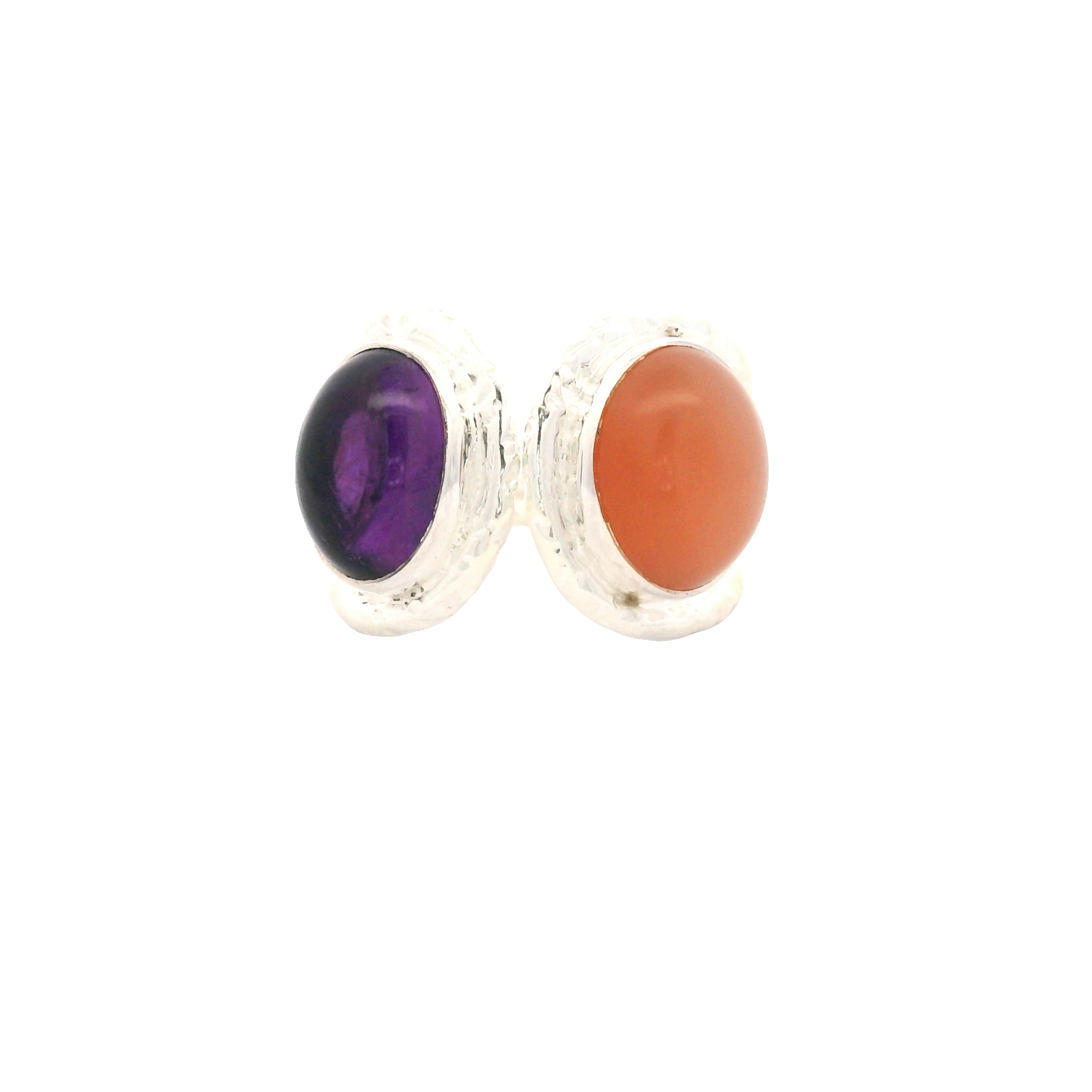 NO RESERVE 12.63 Ct Amethyst, Moonstone 925 Sterling Silver Ring