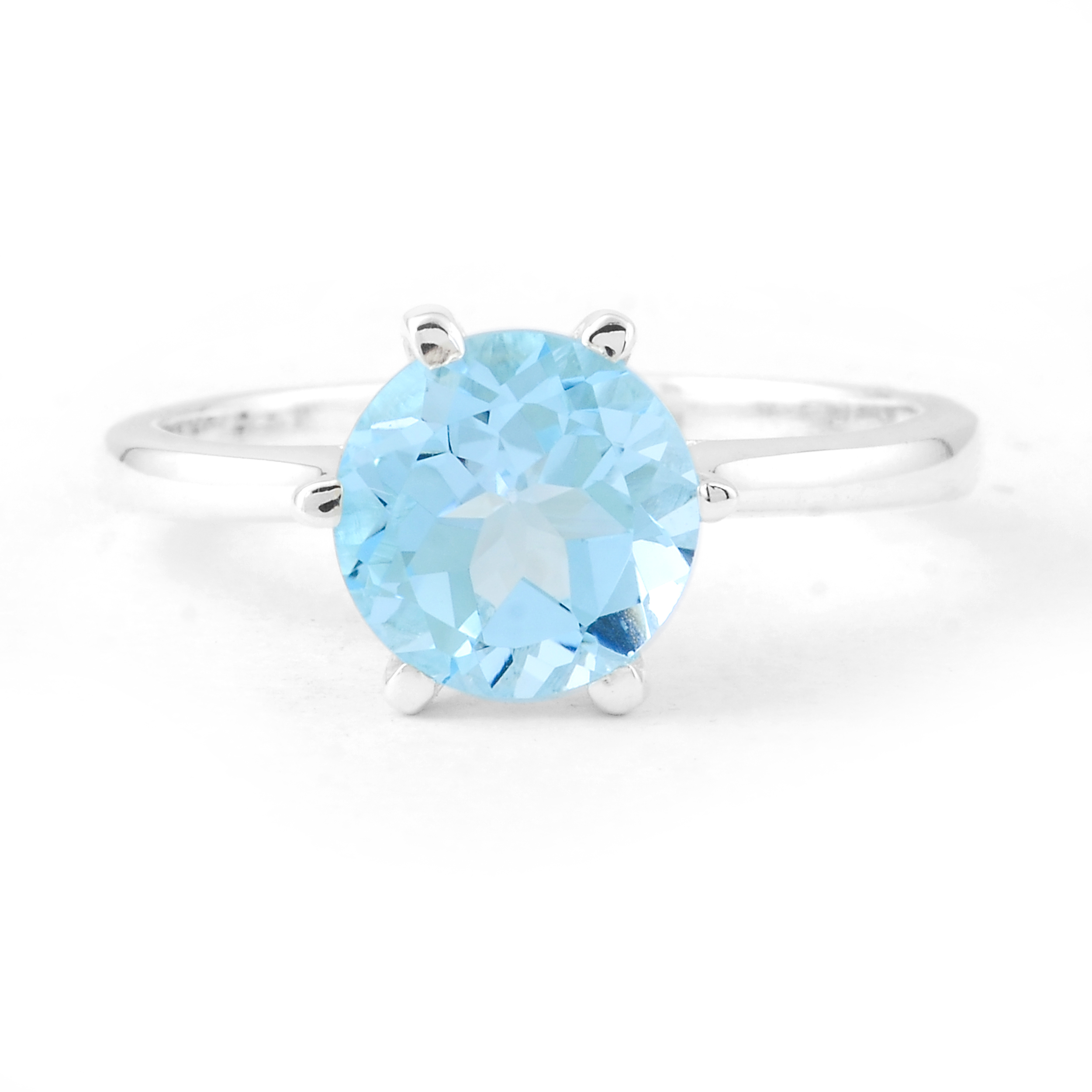 NO RESERVE 1.33 Ct Round Blue Topaz, 925 Sterling Silver Ring