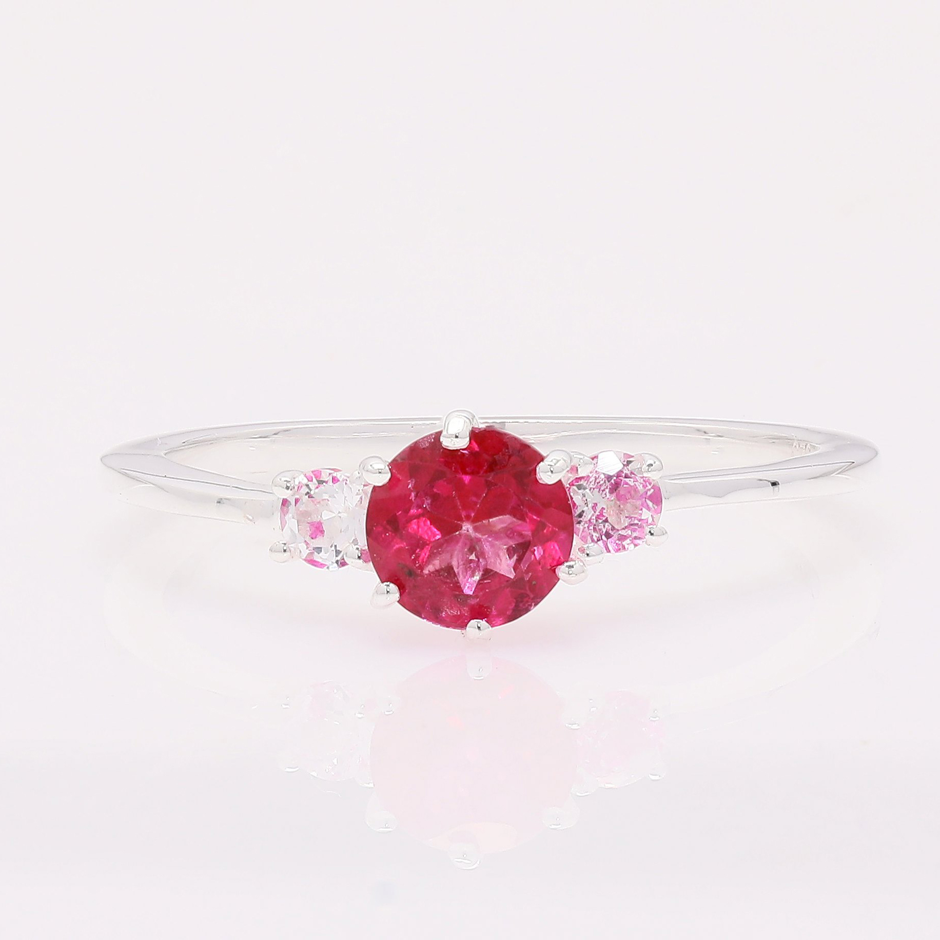 NO RESERVE 1.34 Ct Round Pink Topaz 925 Sterling Silver Ring