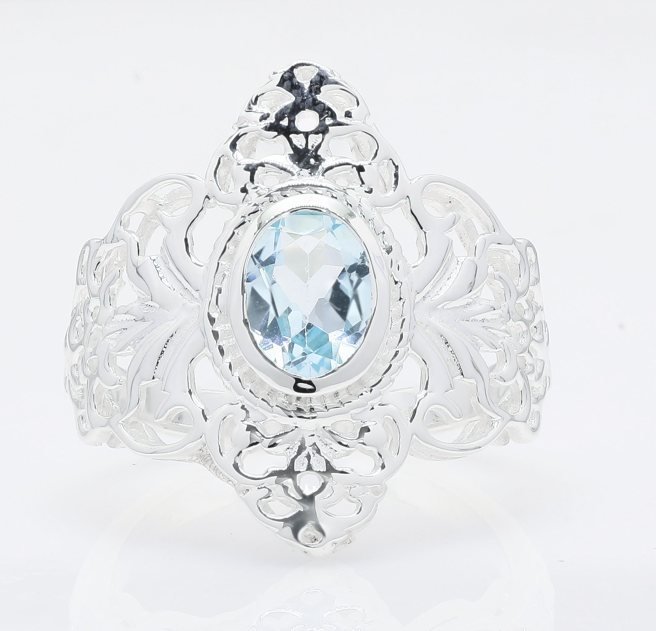 NO RESERVE 1.42 Ct Oval Blue Topaz 925 Sterling Silver Ring | Property Room