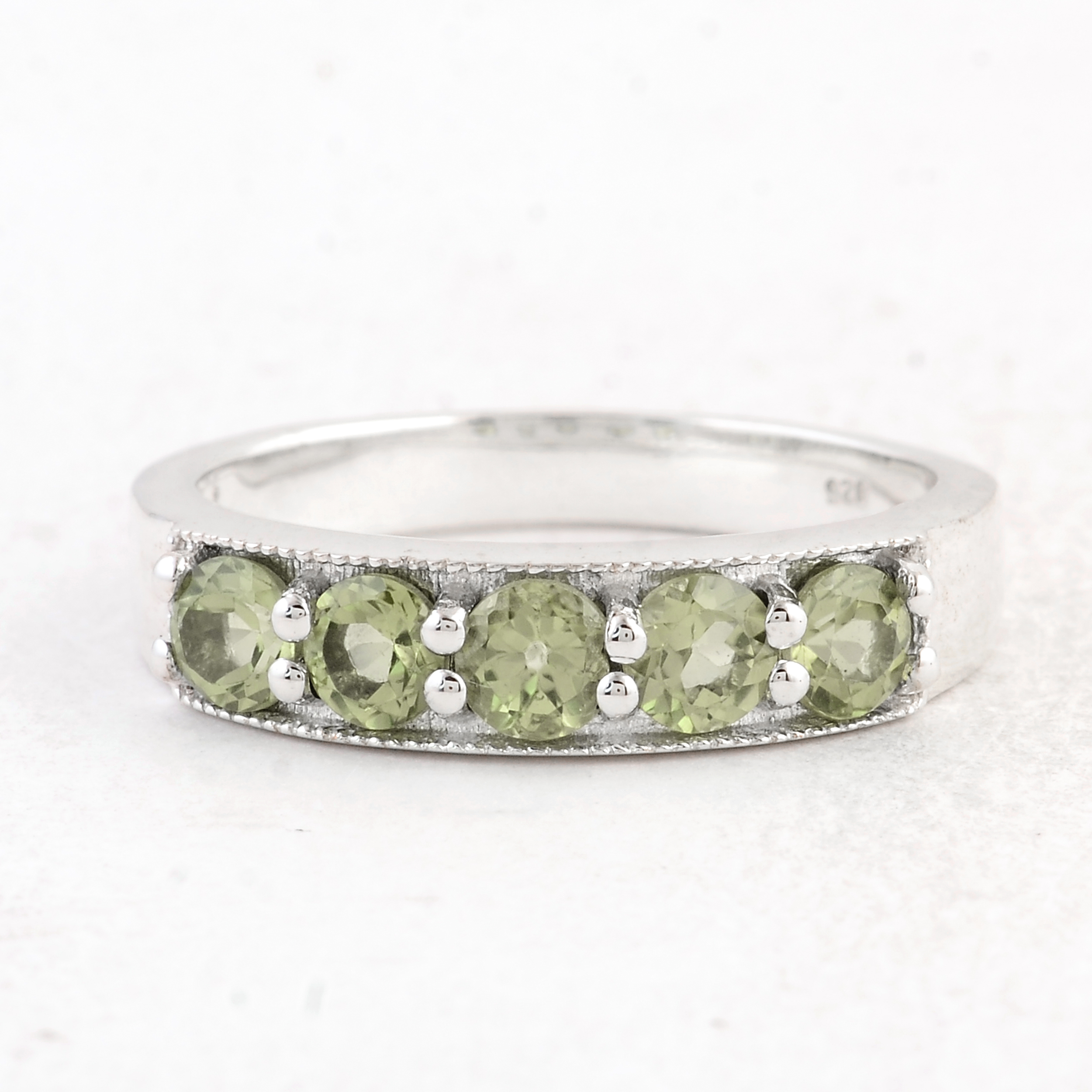 NO RESERVE 1.43 Ct Round Peridot 925 Sterling Silver Ring
