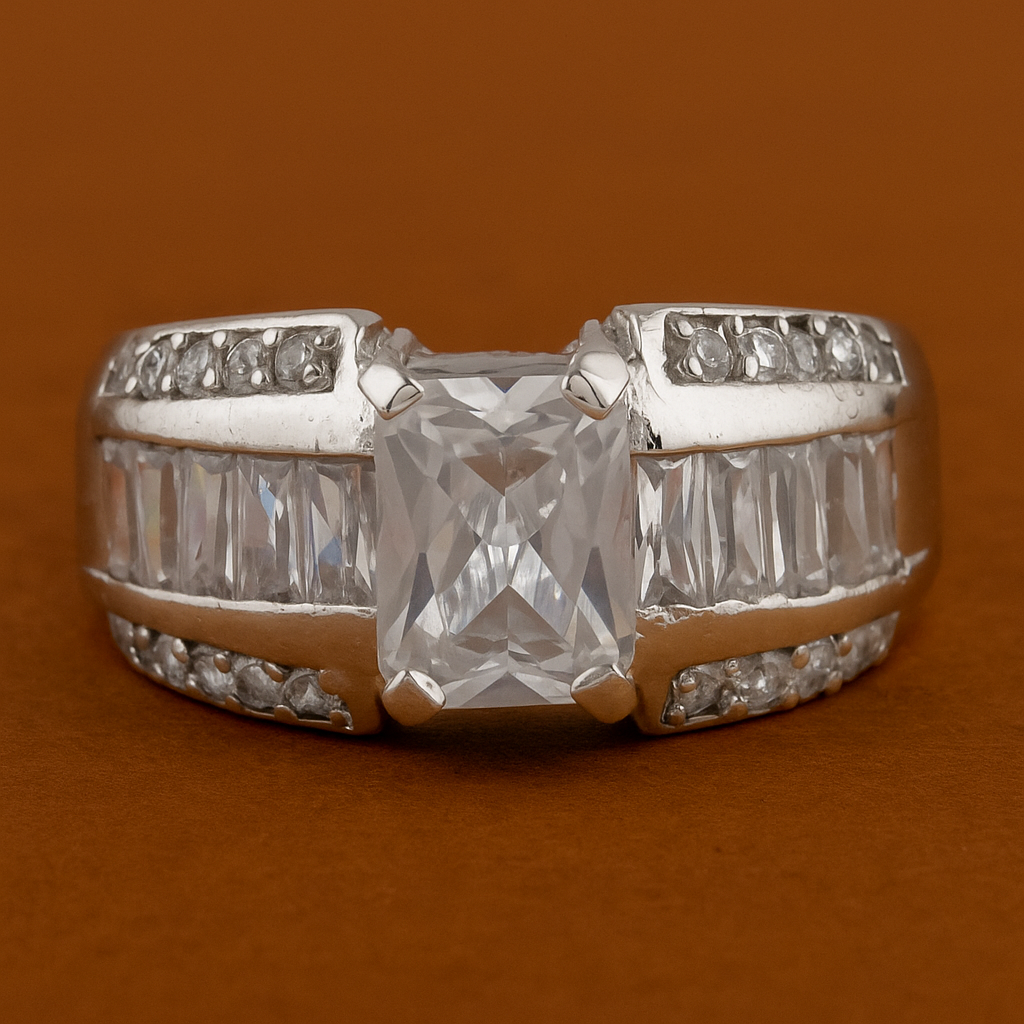 NO RESERVE 14.87 Ct Cubic Zirconia 925 Sterling Silver Ring