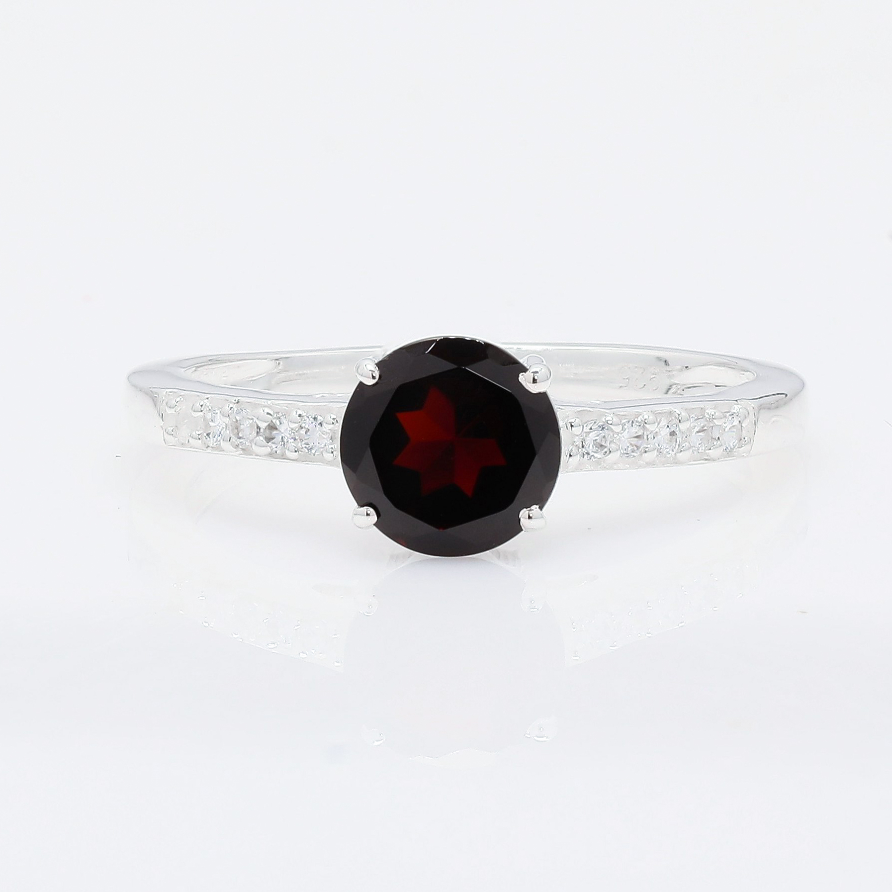 NO RESERVE 1.52 Ct Round Garnet, Cubic Zirconia 925 Sterling Silver Ring