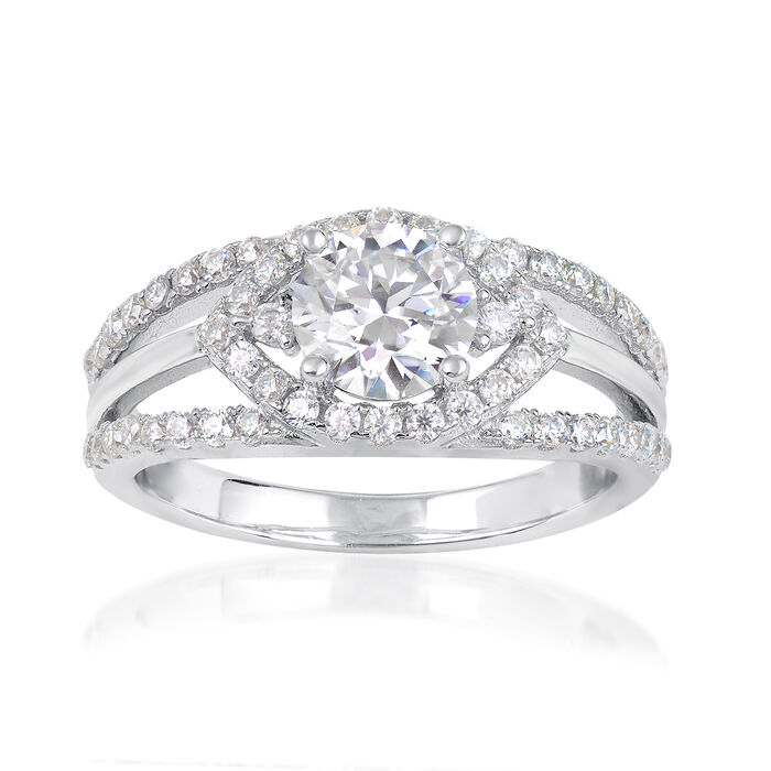 NO RESERVE 1.55 ct. t.w. Moissanite Evil Eye Ring in Sterling Silver. Size 9