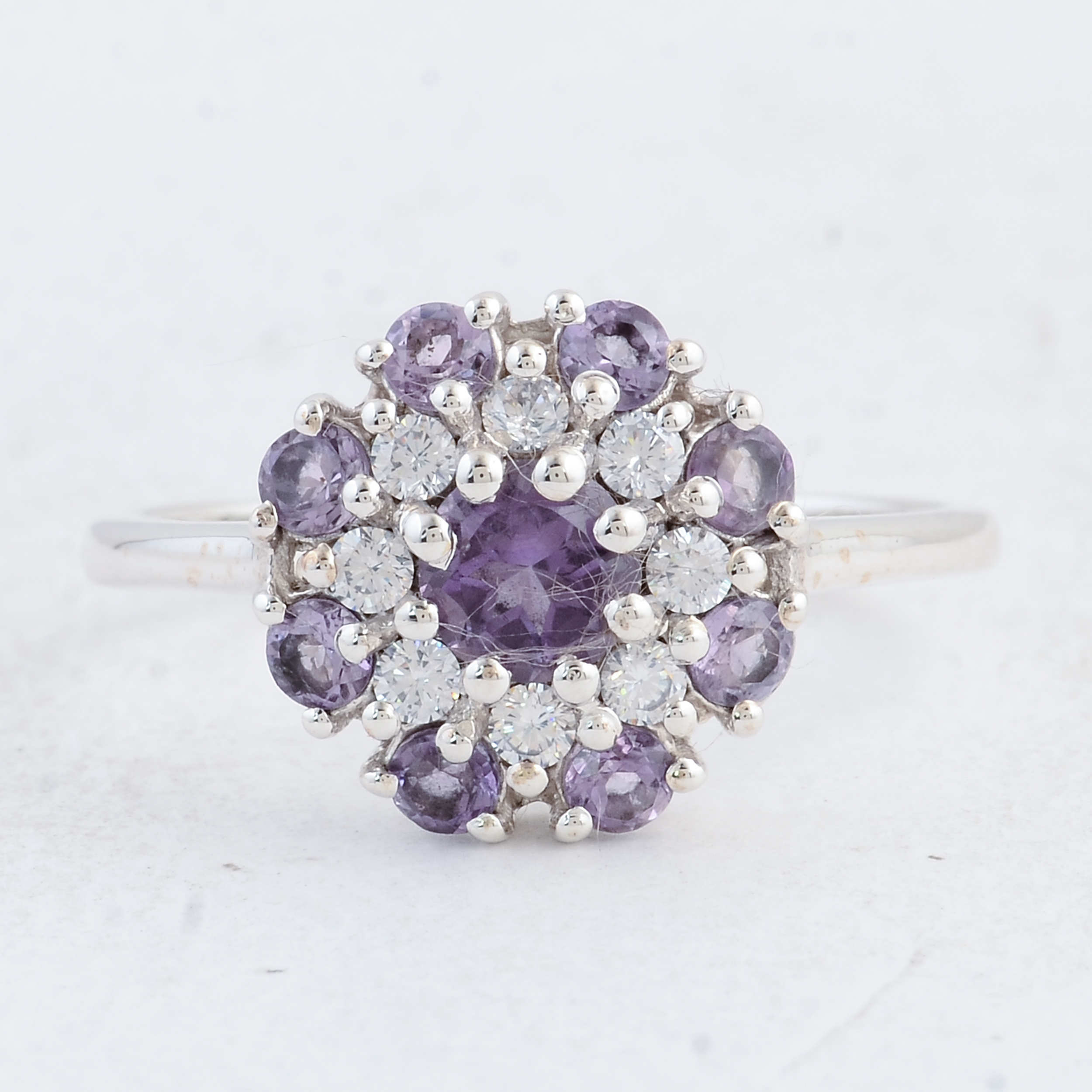 NO RESERVE 1.56 Ct Round Amethyst 925 Sterling Silver Ring