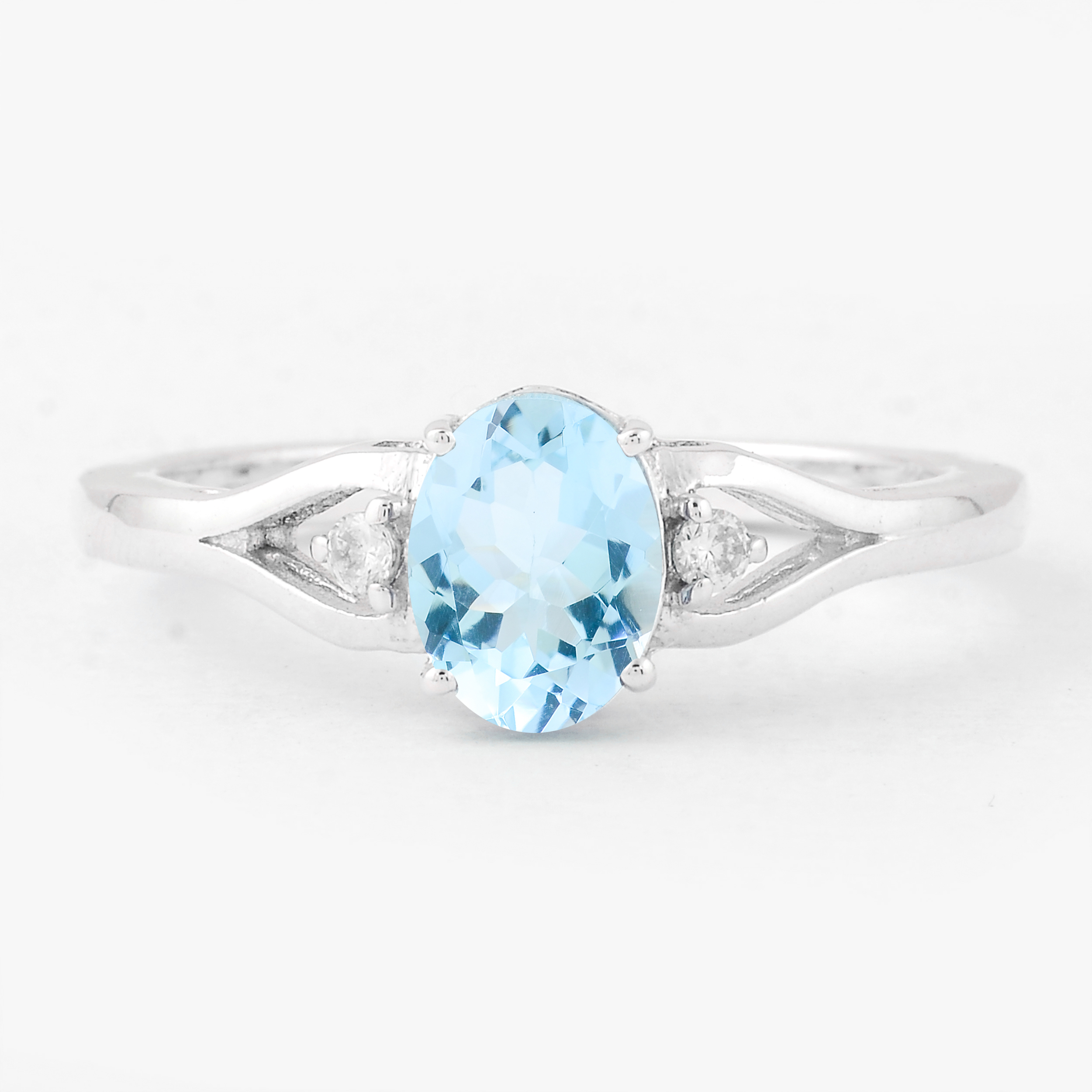 NO RESERVE 1.58 Ct Oval London Blue Topaz, Cubic Zirconia, 925 Sterling Silver Ring