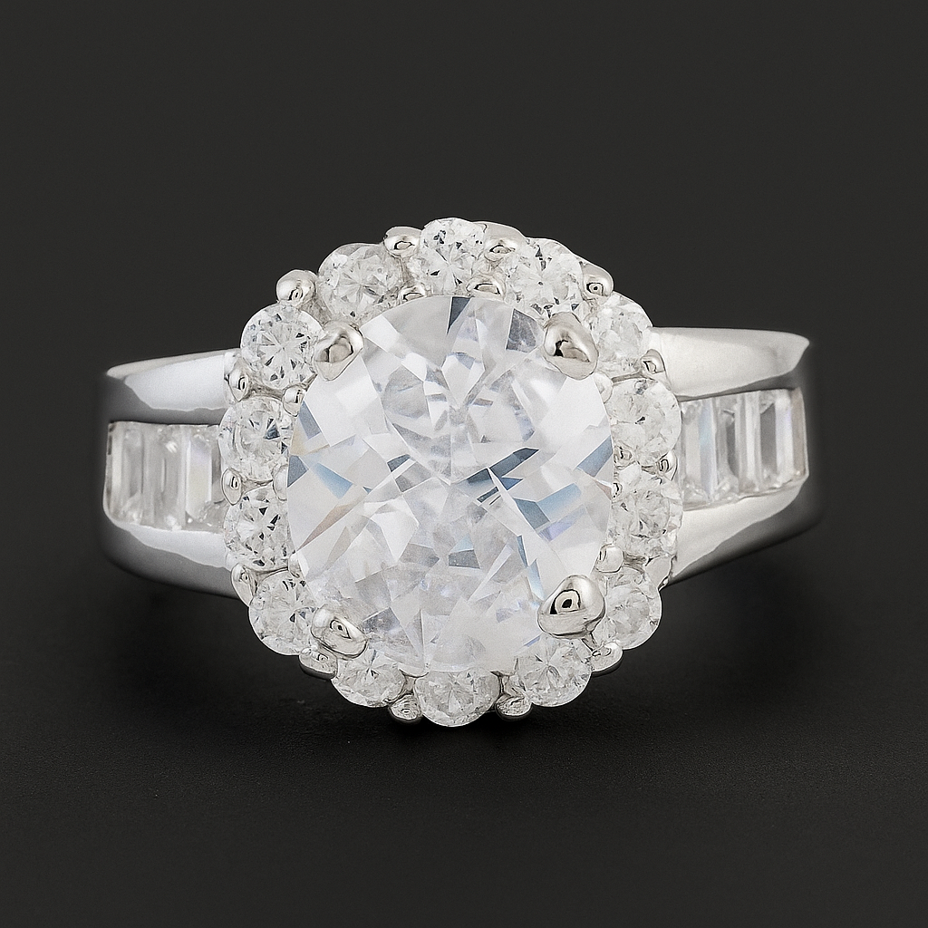 NO RESERVE 15.86 Ct Cubic Zirconia 925 Sterling Silver Ring