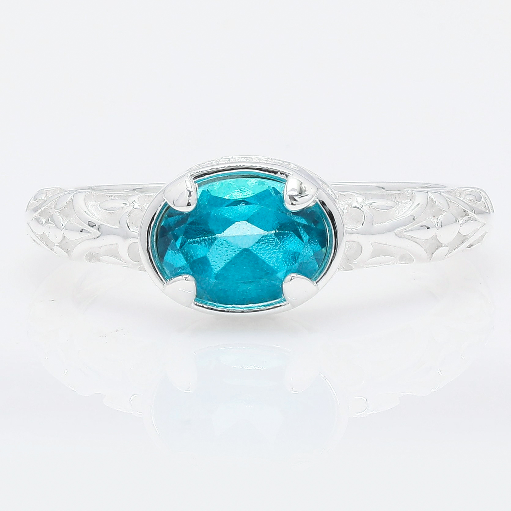 NO RESERVE 1.60 Ct Oval Paraiba Topaz 925 Sterling Silver Ring
