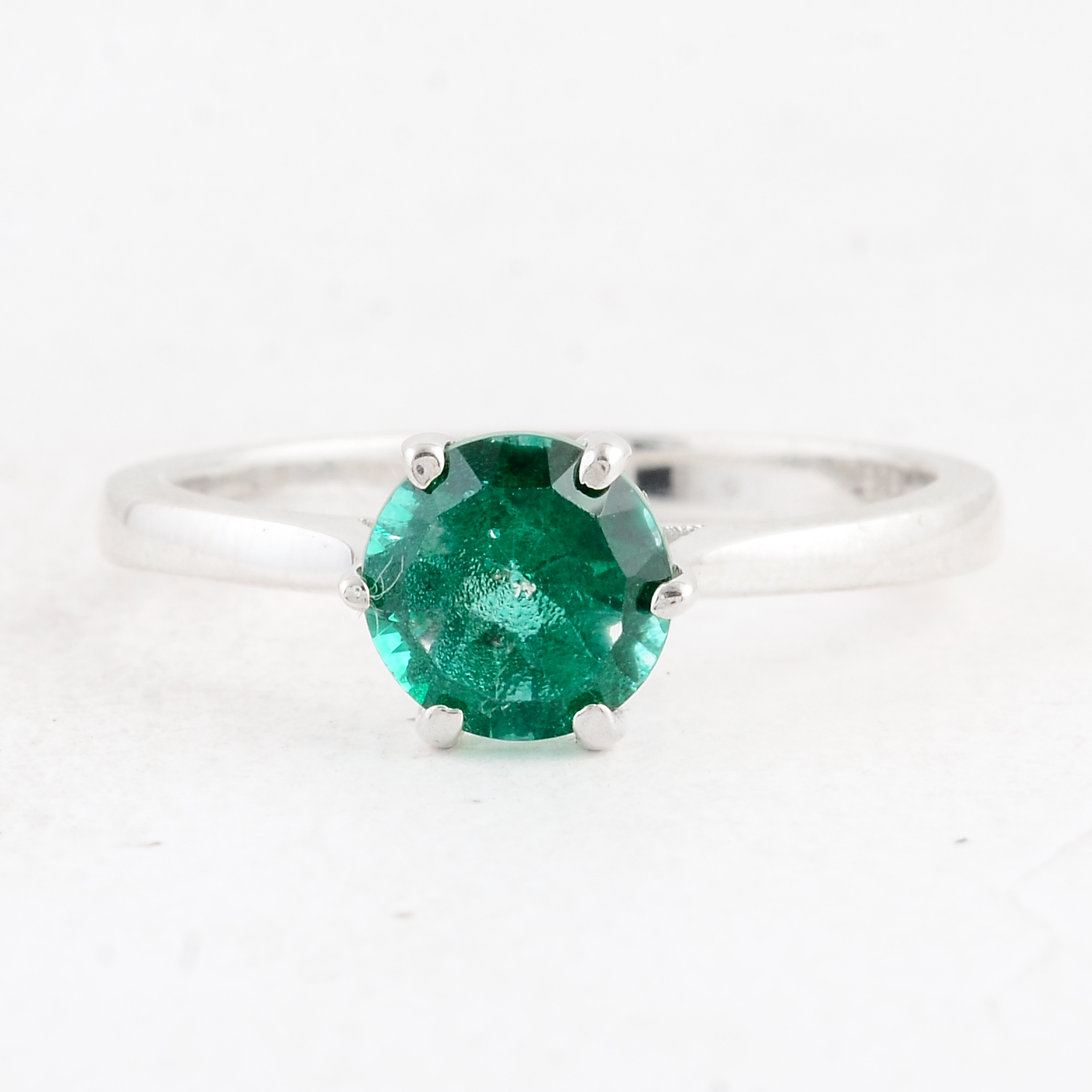 NO RESERVE 1.62 Ct Round Green Topaz 925 Sterling Silver Ring