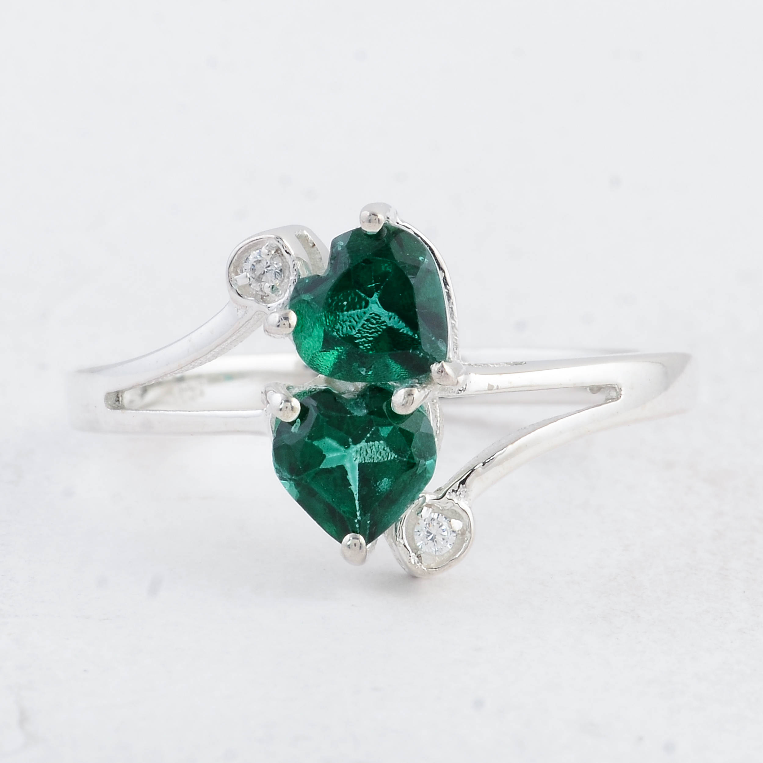 NO RESERVE 1.67 Ct Heart Green Topaz 925 Sterling Silver Ring