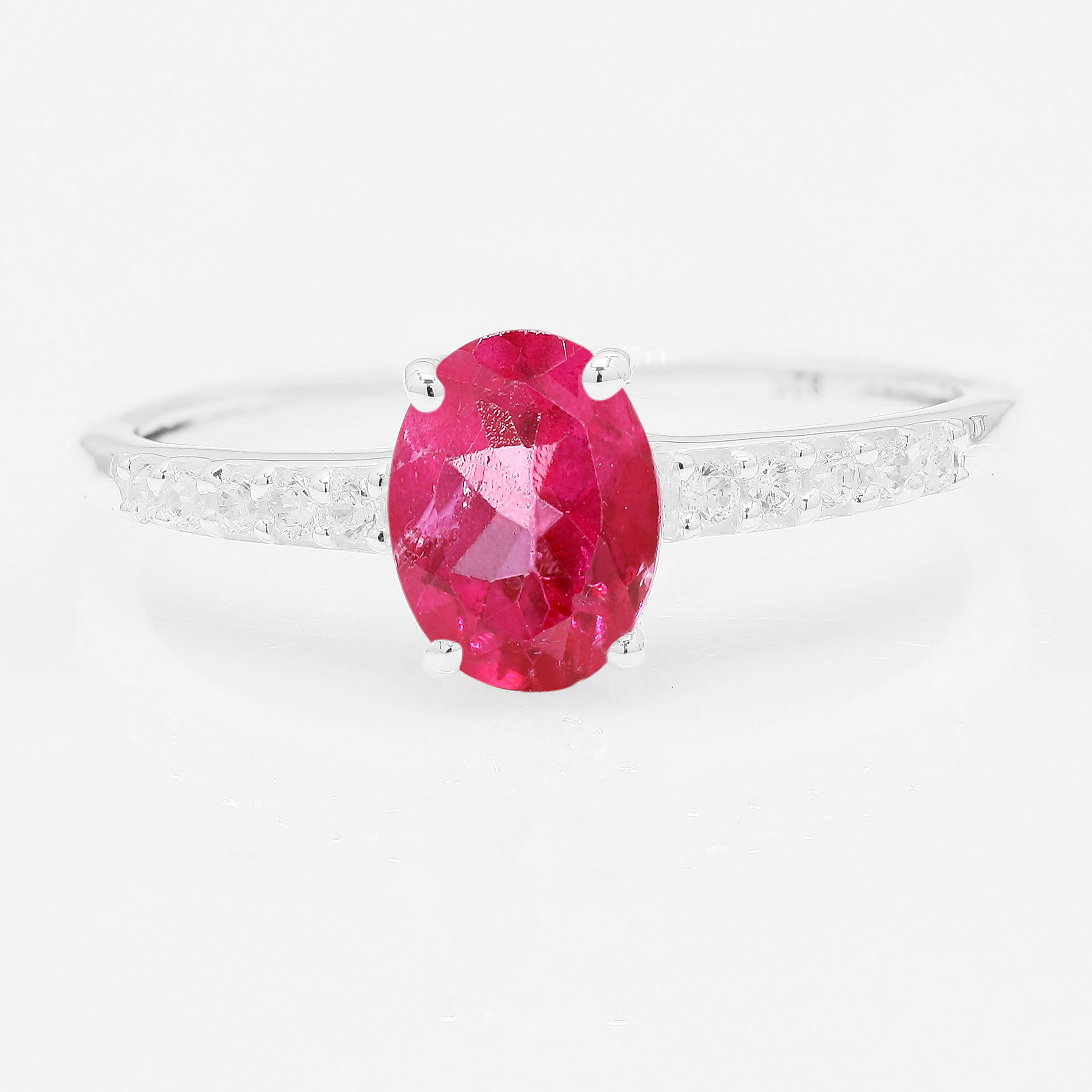 NO RESERVE 1.67 Ct Oval Pink Topaz, Cubic Zirconia 925 Sterling Silver Ring
