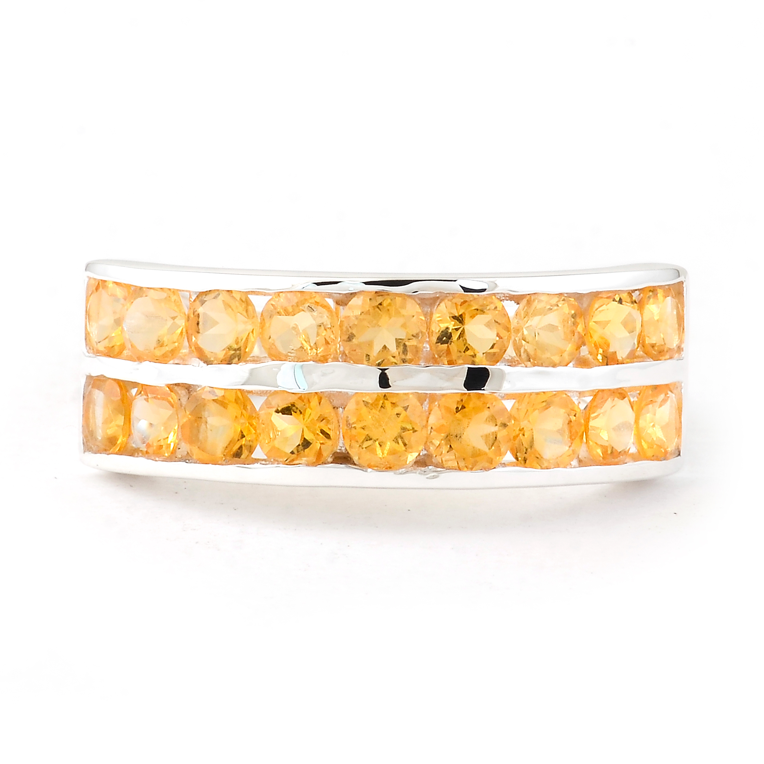 NO RESERVE 1.72 Ct Round Citrine 925 Sterling Silver Ring