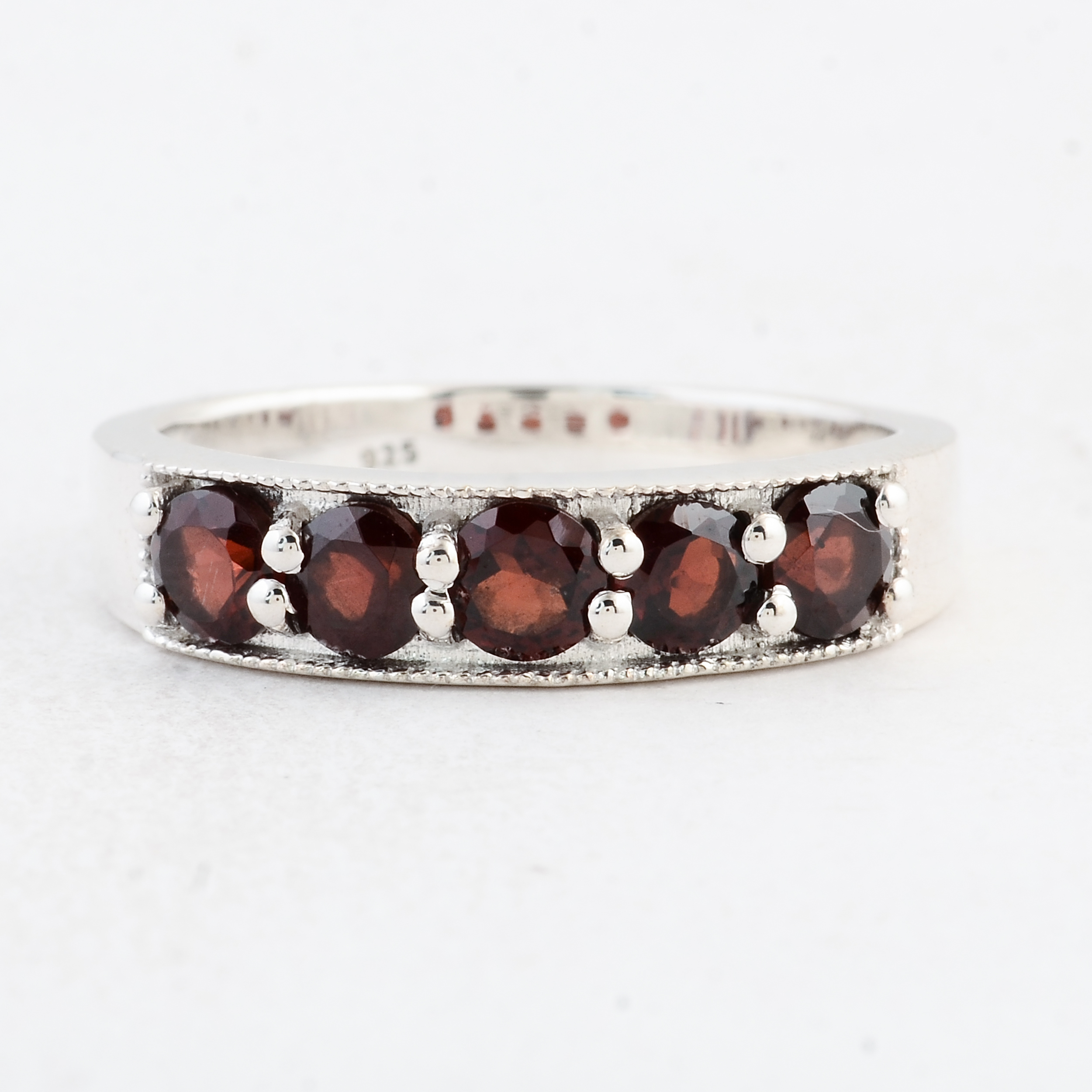 NO RESERVE 1.72 Ct Round Garnet 925 Sterling Silver Ring