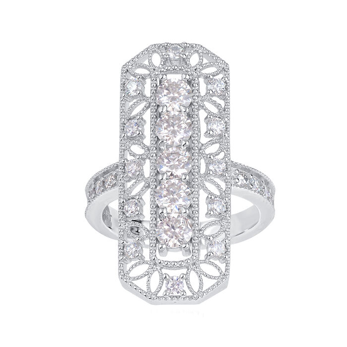 NO RESERVE 1.75 ct. Moissanite Round Sterling Silver Women Ring Size 8