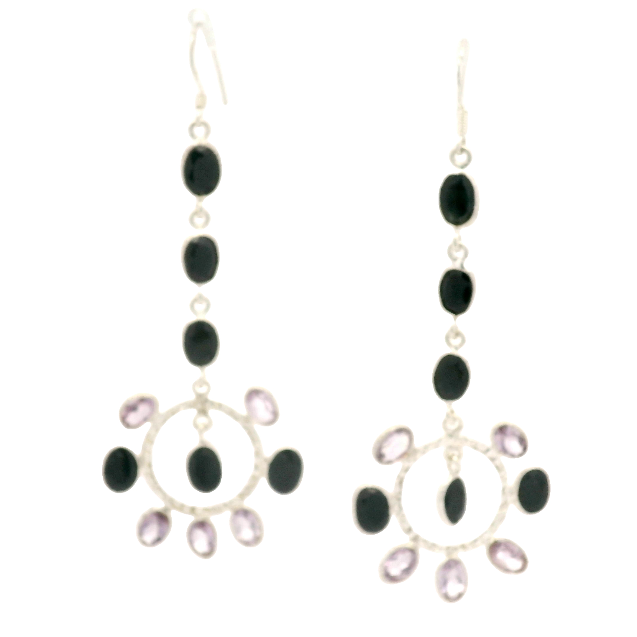 NO RESERVE 19.03 Ct Sapphire, Amethyst 925 Sterling Silver Earrings