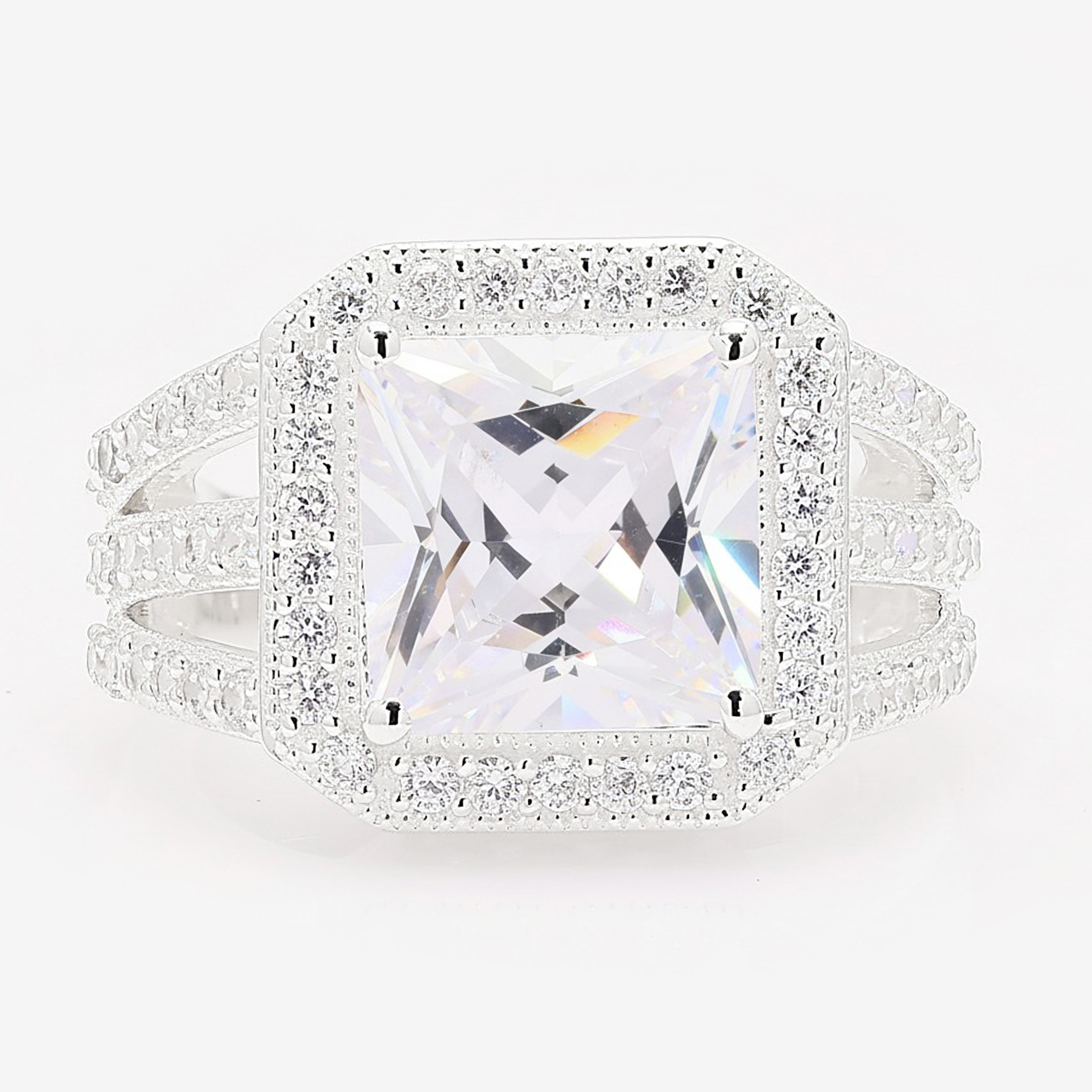 NO RESERVE 1.97 Ct Square Cubic Zirconia 925 Sterling Silver Ring