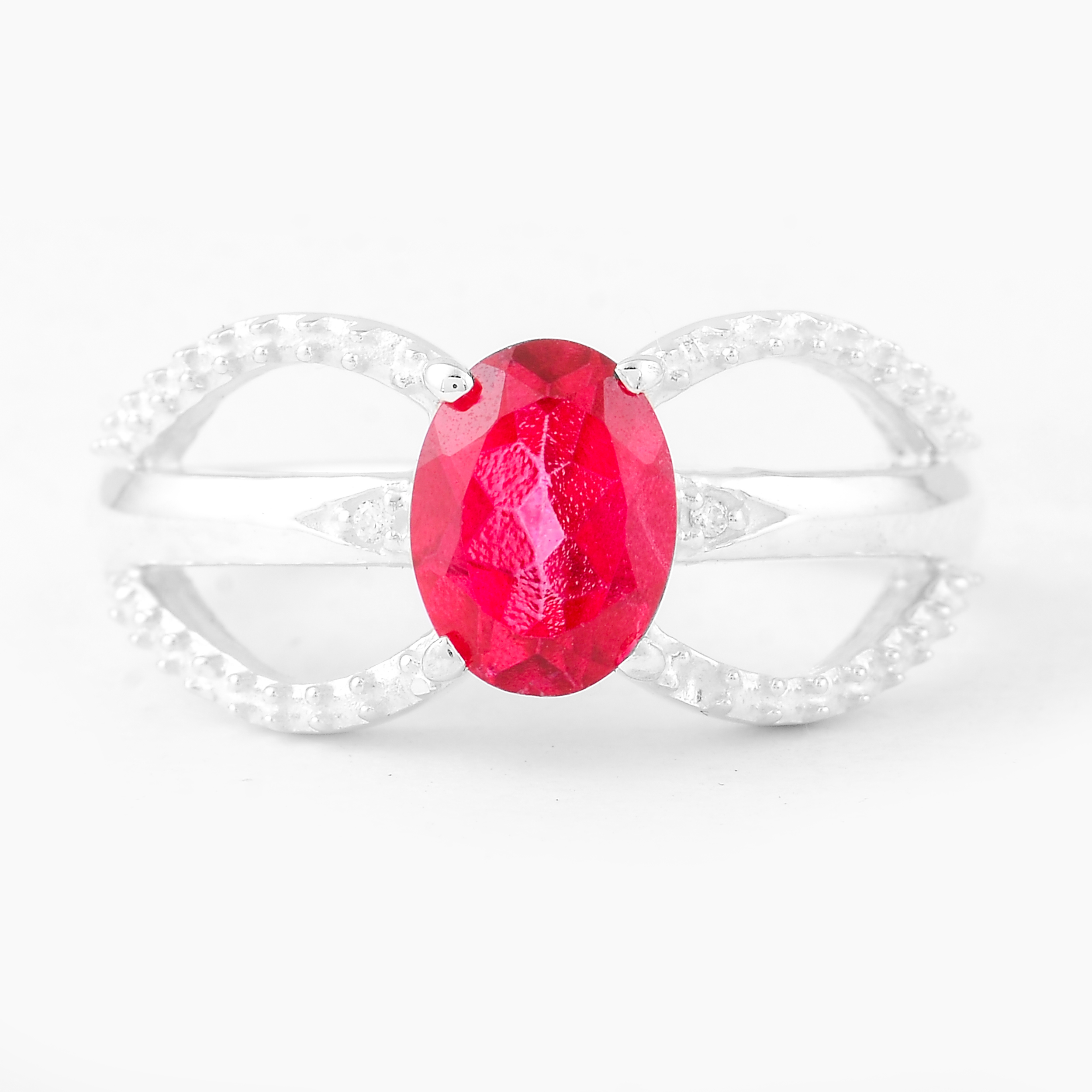 NO RESERVE 1.99 Ct Oval Pink Topaz, Cubic Zirconia, 925 Sterling Silver Ring