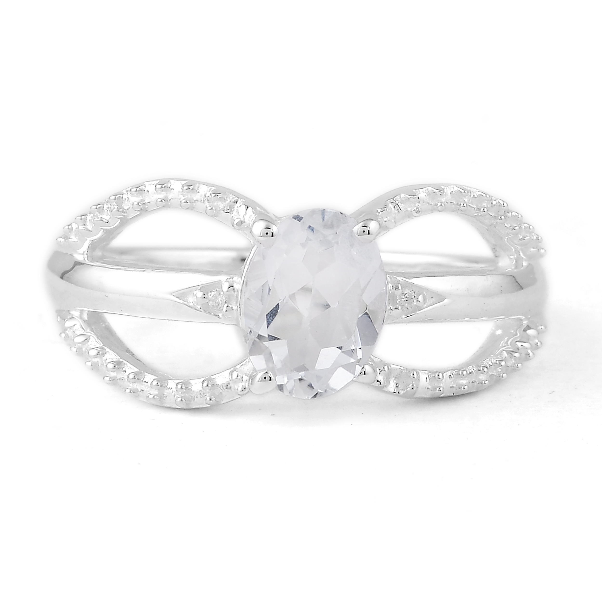 NO RESERVE 1.99 Ct Oval White Topaz, Cubic Zirconia 925 Sterling Silver Ring