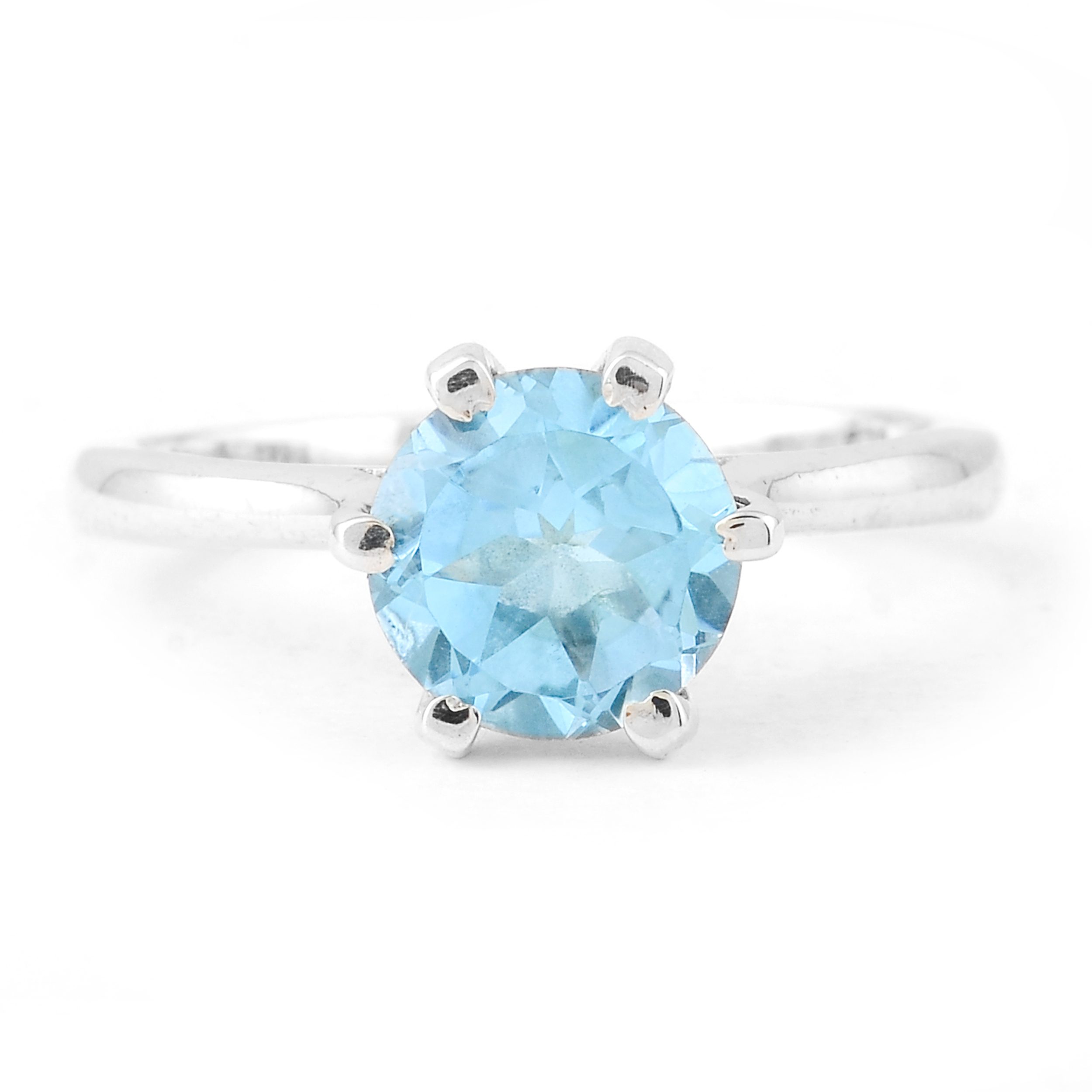 NO RESERVE 2.04 Ct Round Blue Topaz, 925 Sterling Silver Ring