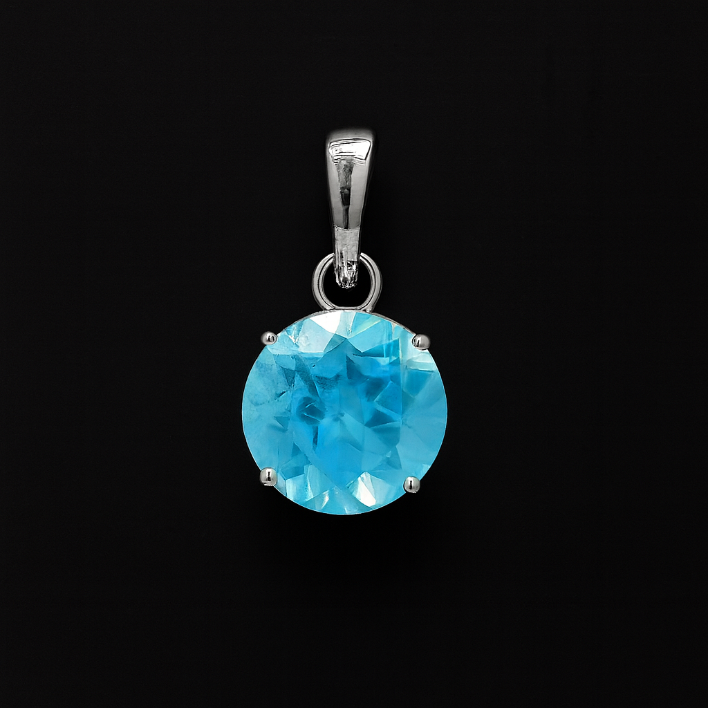 NO RESERVE 2.16 Ct Round Blue Topaz 925 Sterling Silver Pendant